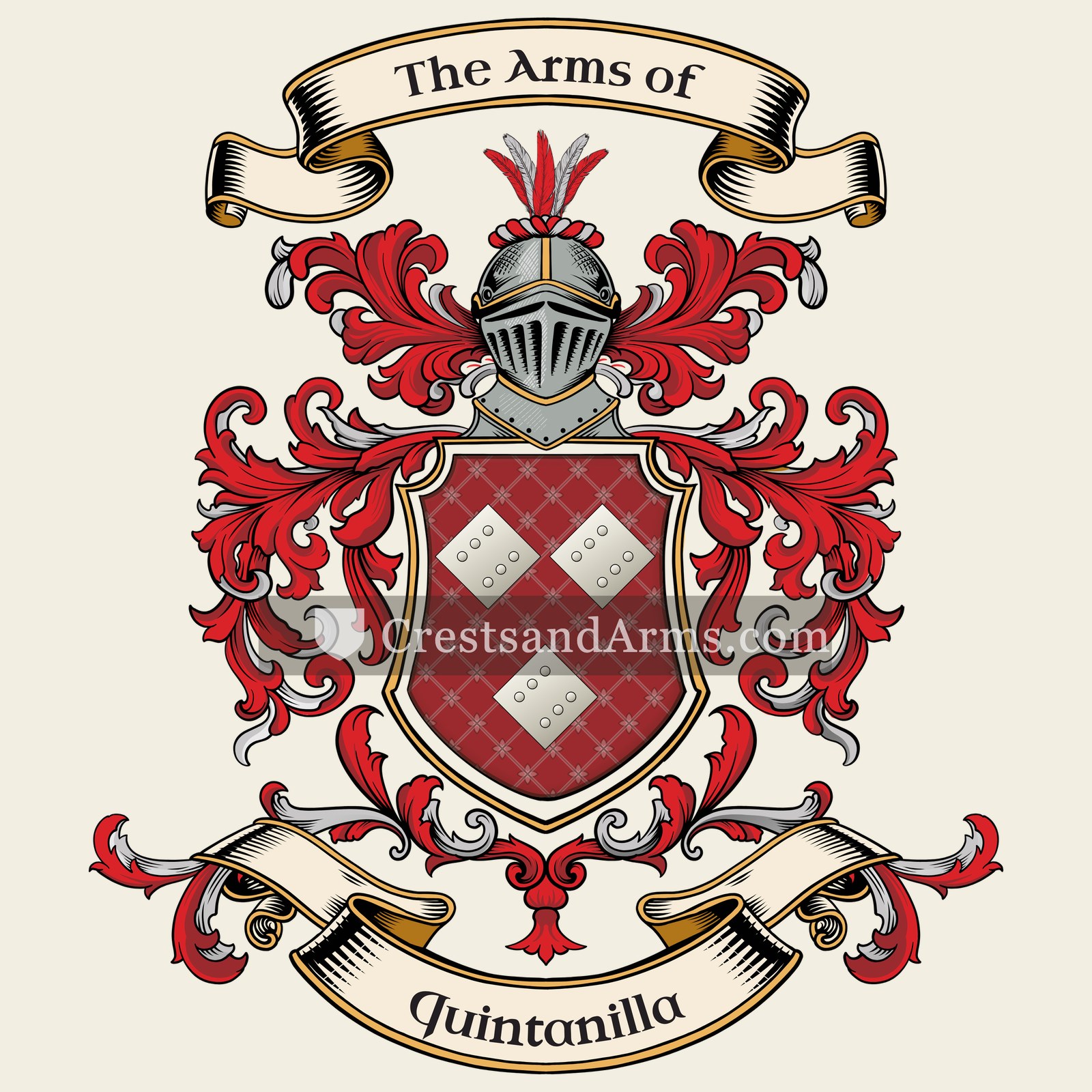 The Quintanilla coat of arms, drawn from the recorded blazon