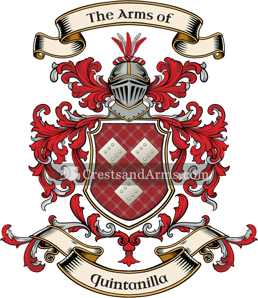 The Quintanilla coat of arms, drawn from the recorded blazon