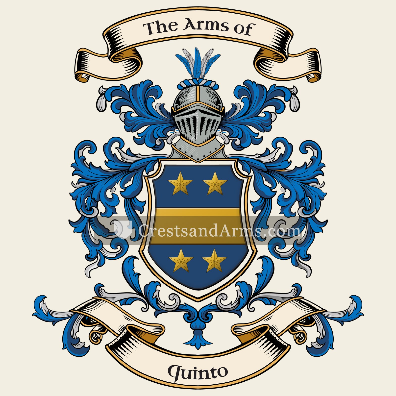 The Quinto coat of arms, drawn from the recorded blazon