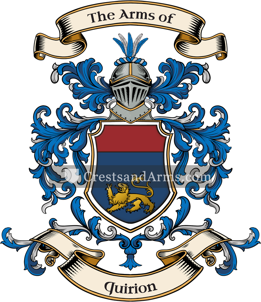 The Quirion coat of arms, drawn from the recorded blazon