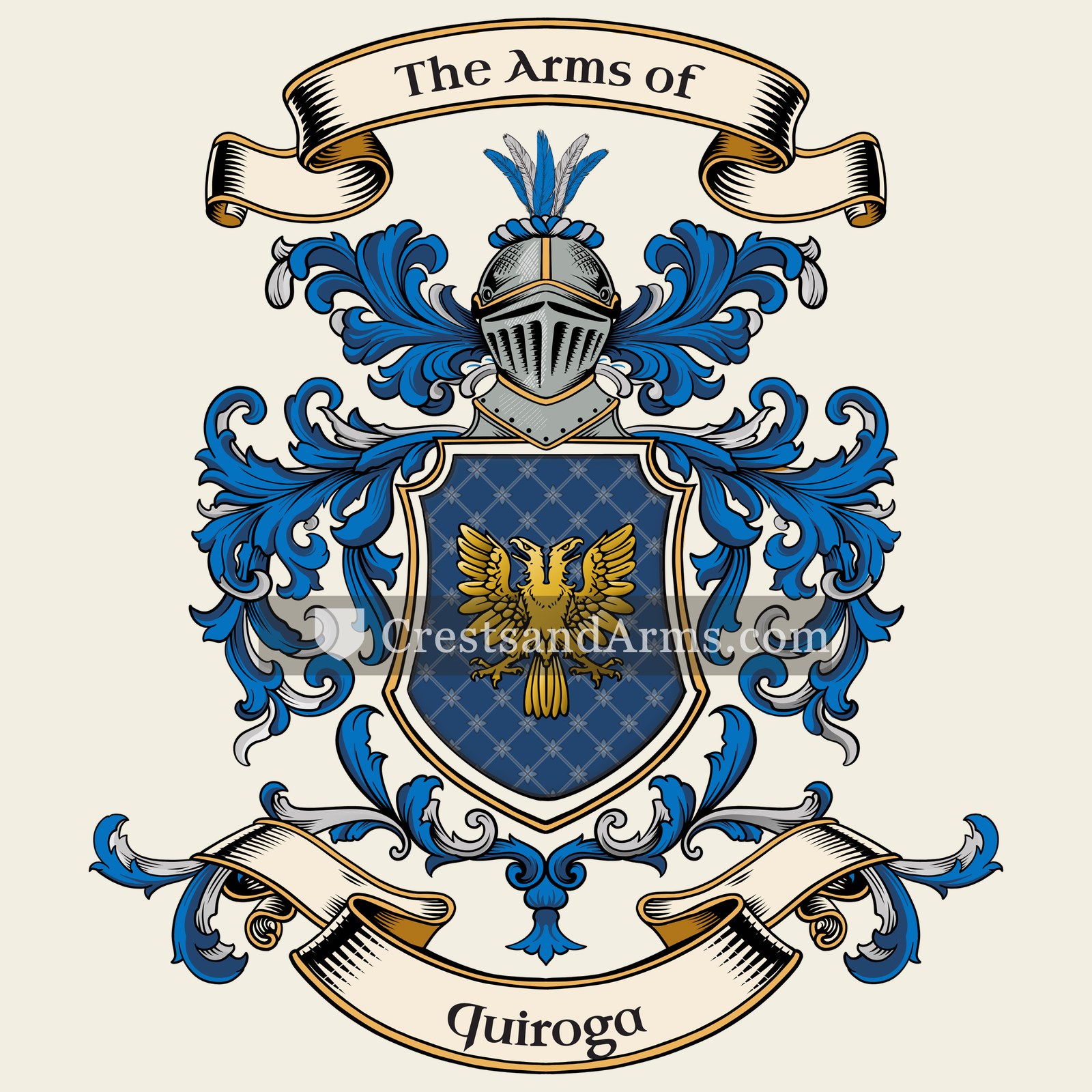 The Quiroga coat of arms, drawn from the recorded blazon