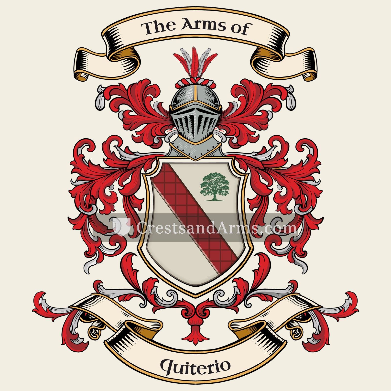 The Quiterio coat of arms, drawn from the recorded blazon