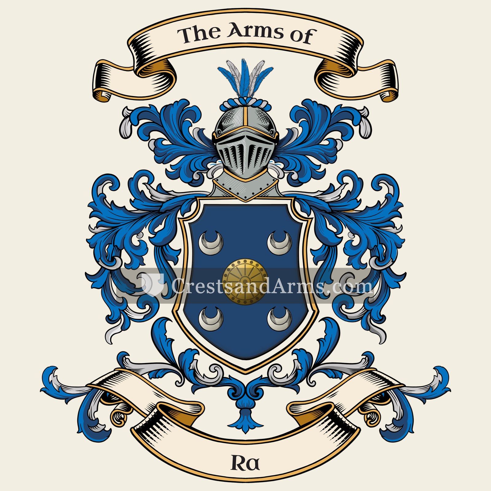 The Ra coat of arms, drawn from the recorded blazon