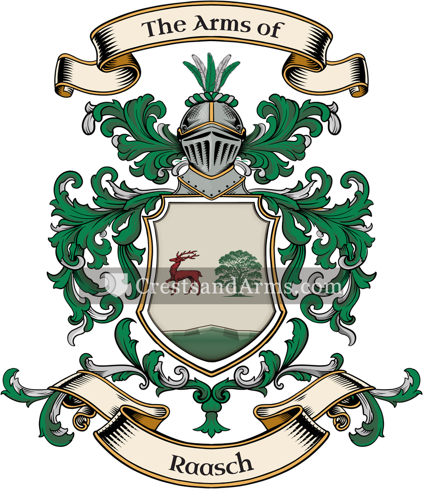 The Raasch coat of arms, drawn from the recorded blazon