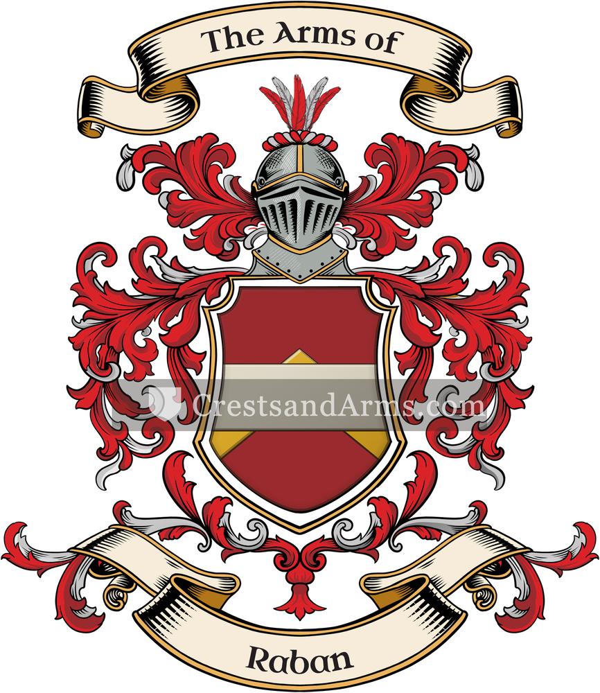 The Raban coat of arms, drawn from the recorded blazon