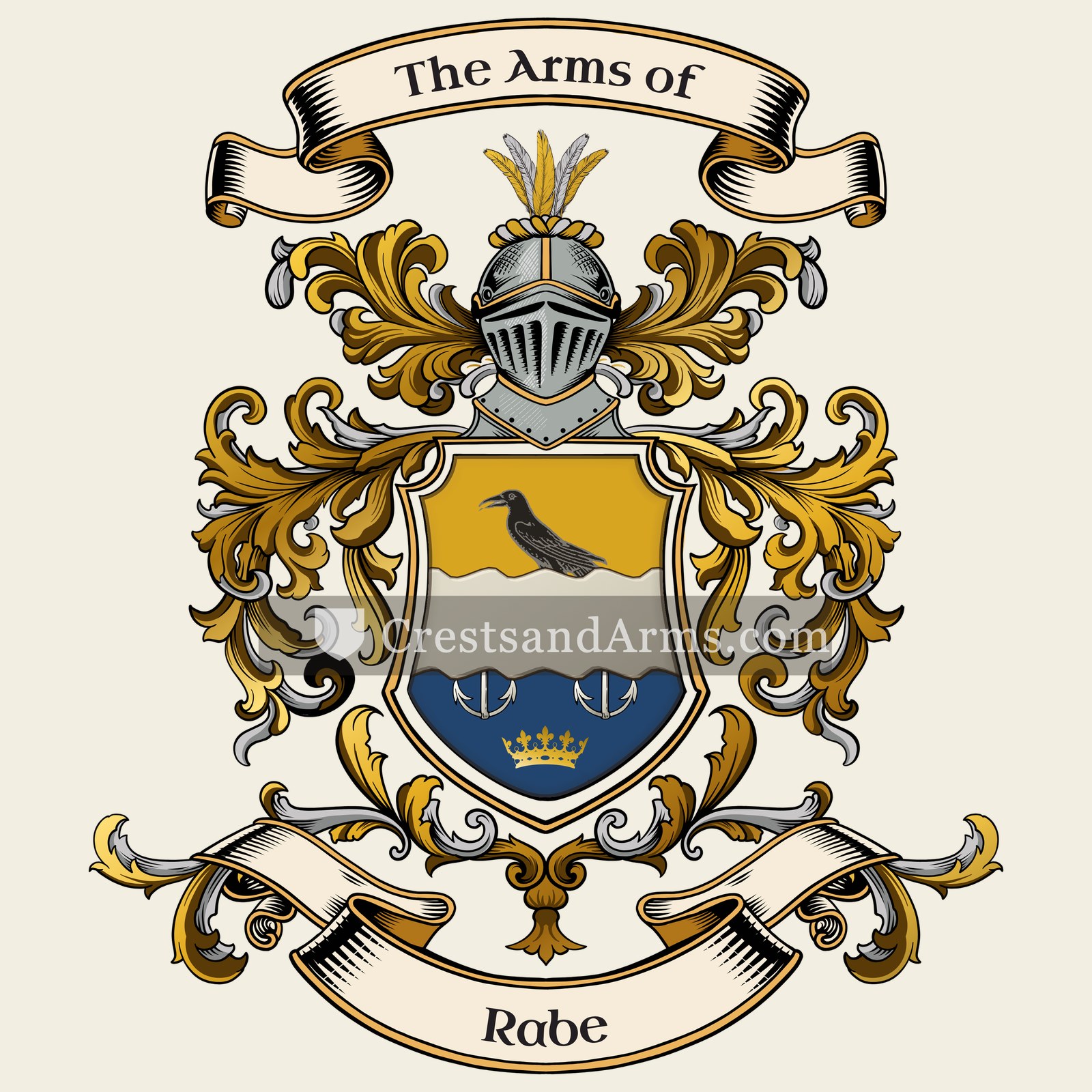 The Rabe coat of arms, drawn from the recorded blazon