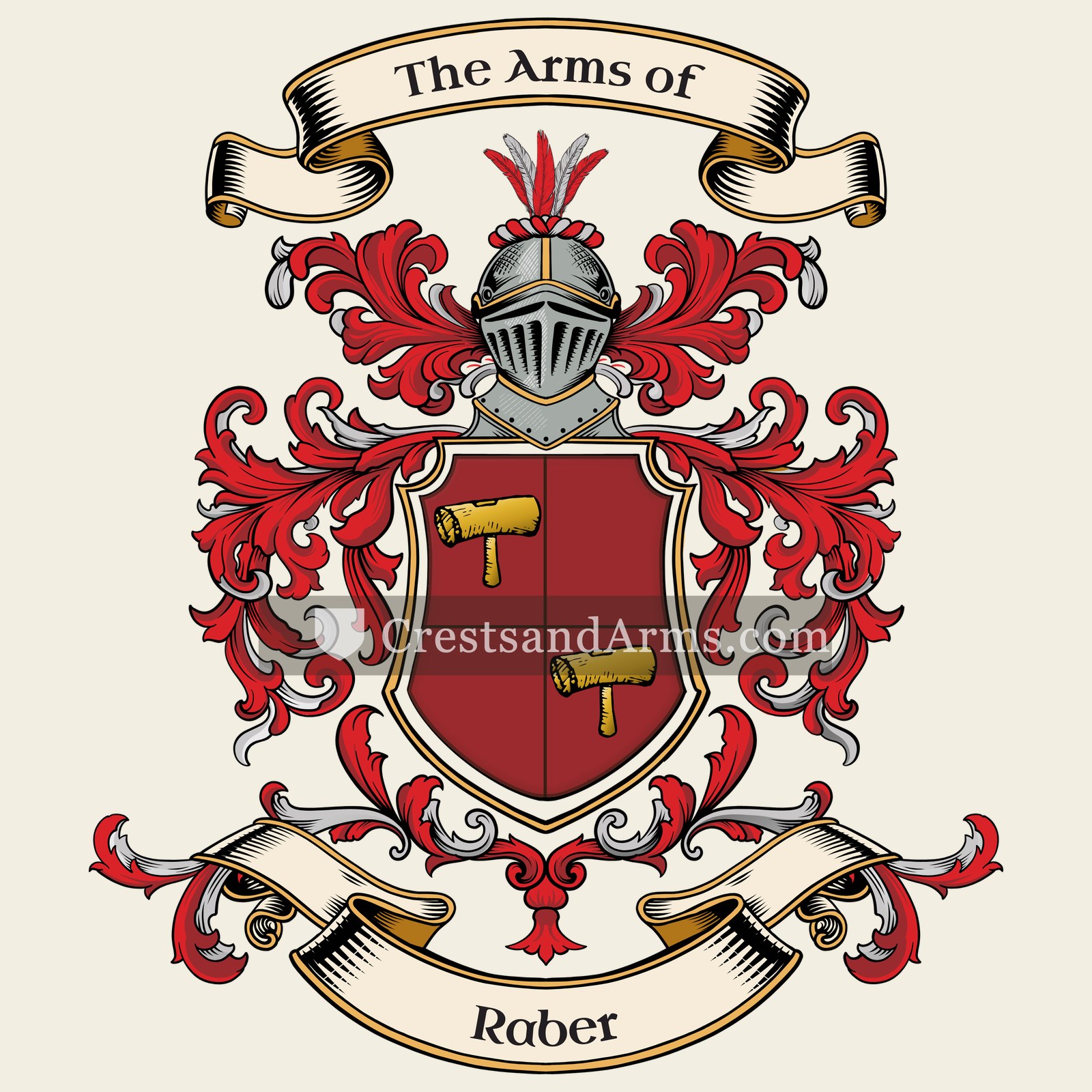 The Raber coat of arms, drawn from the recorded blazon