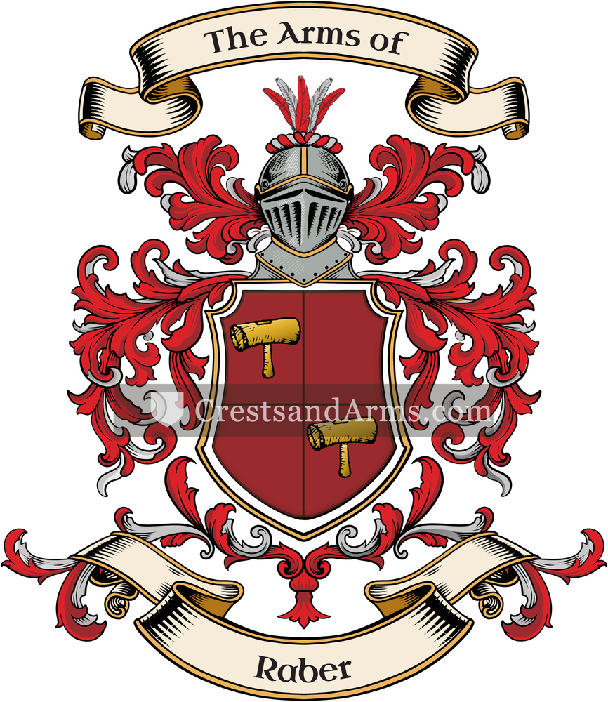The Raber coat of arms, drawn from the recorded blazon