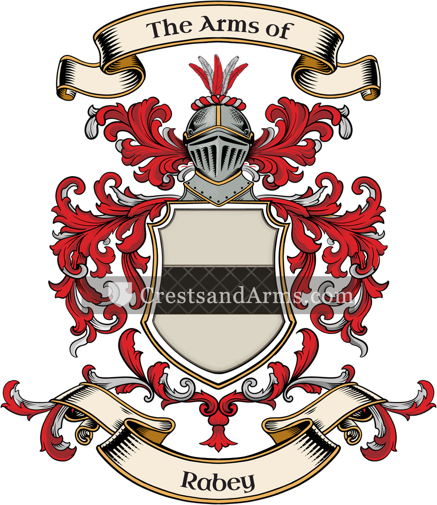The Rabey coat of arms, drawn from the recorded blazon