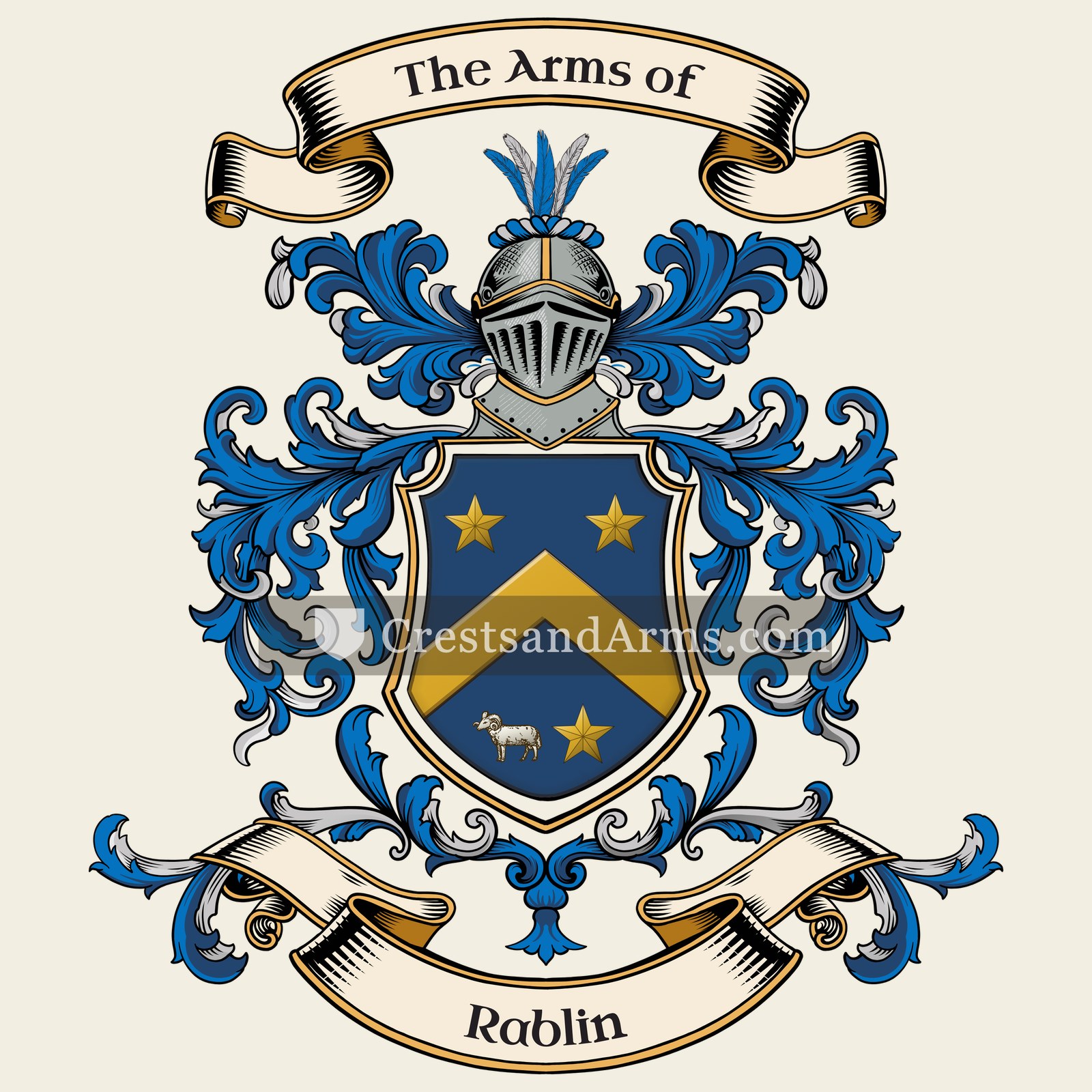 The Rablin coat of arms, drawn from the recorded blazon