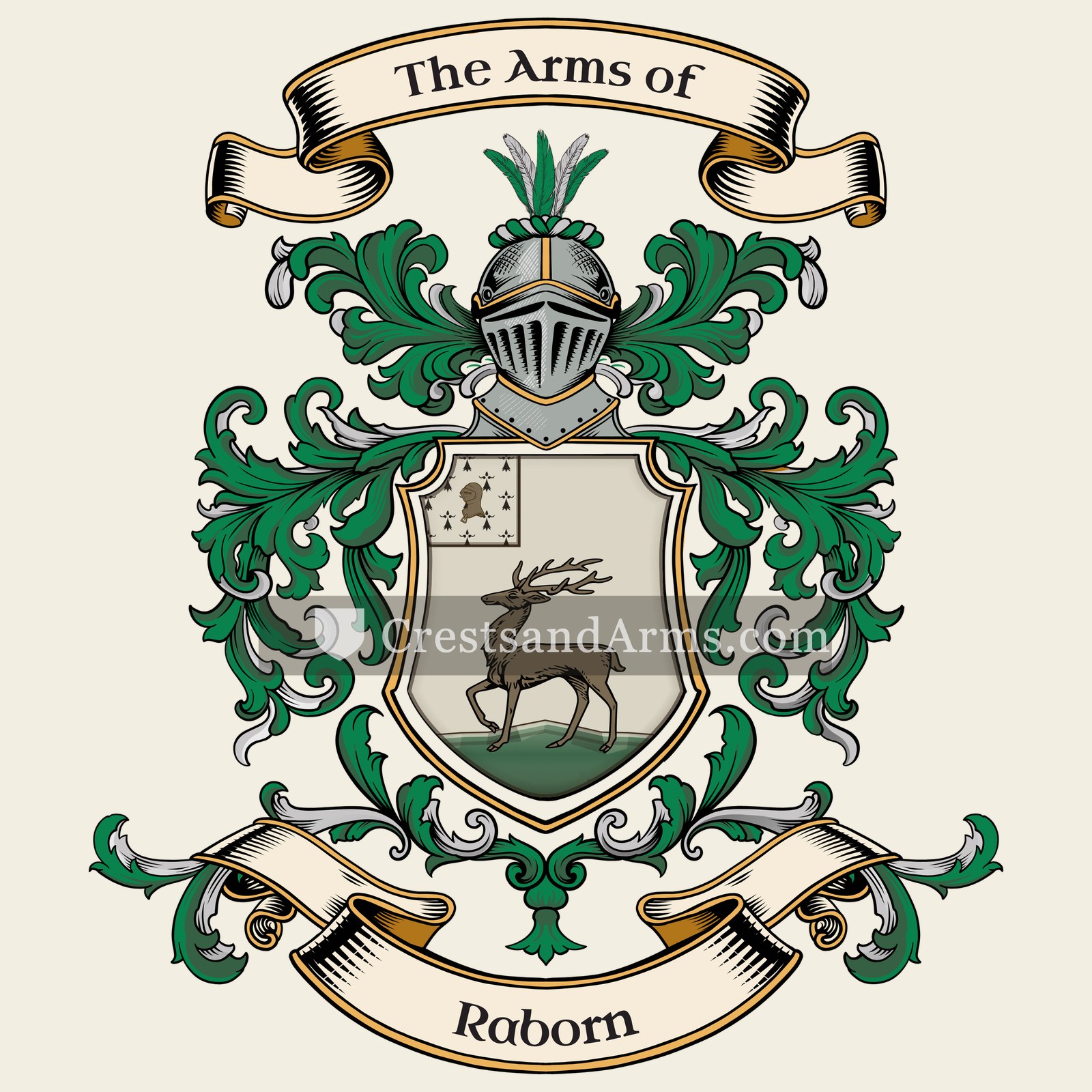 The Raborn coat of arms, drawn from the recorded blazon