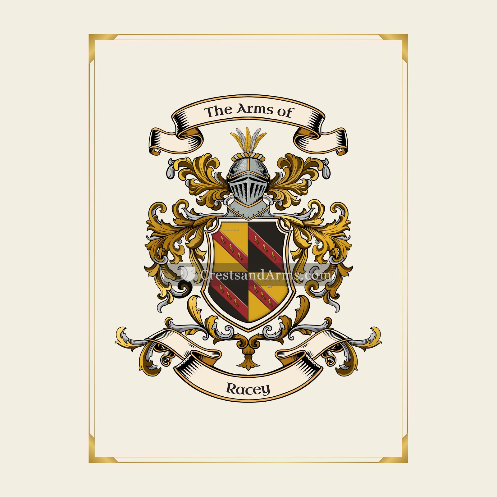 With gold border