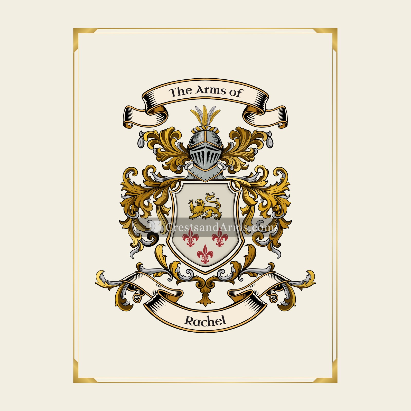With gold border