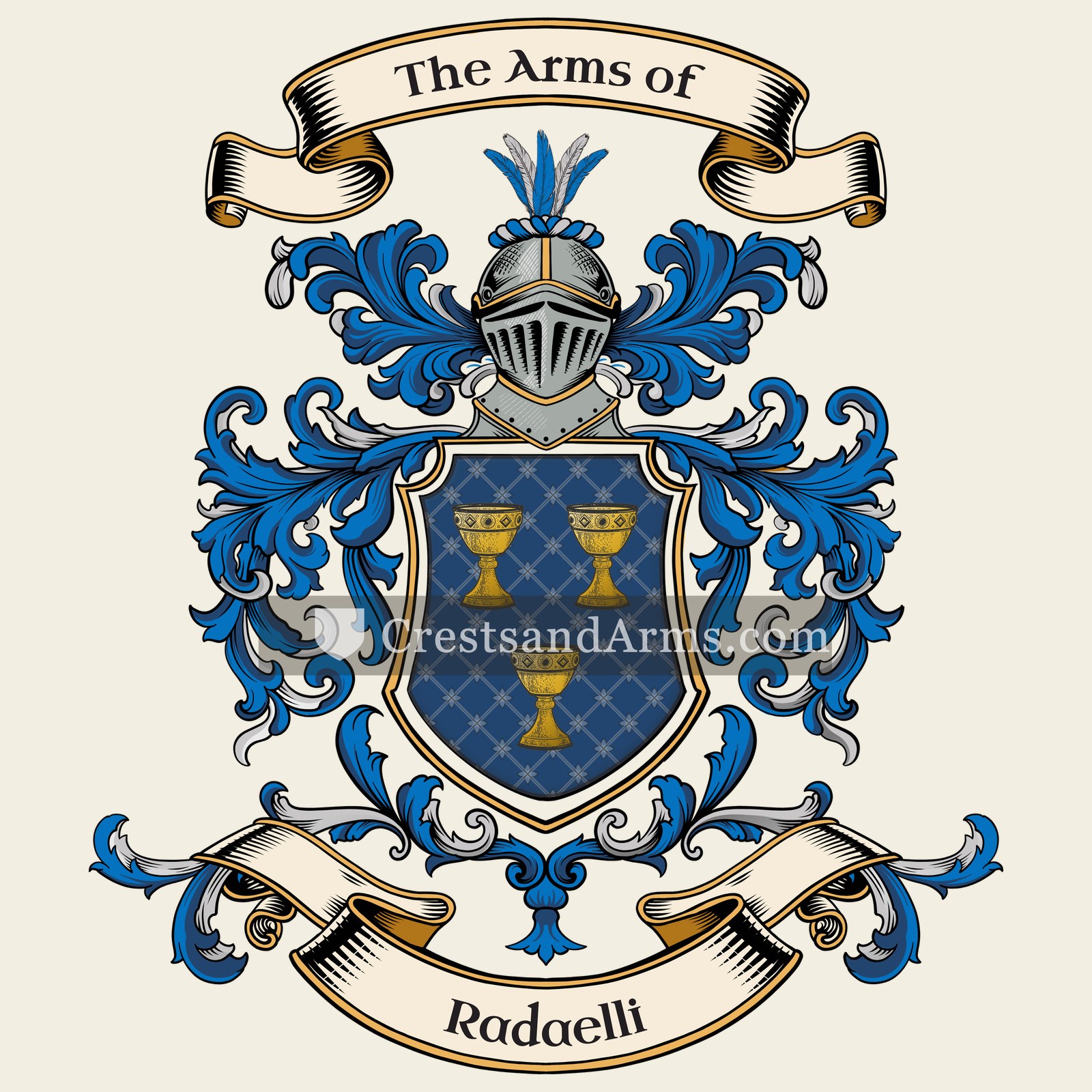 The Radaelli coat of arms, drawn from the recorded blazon