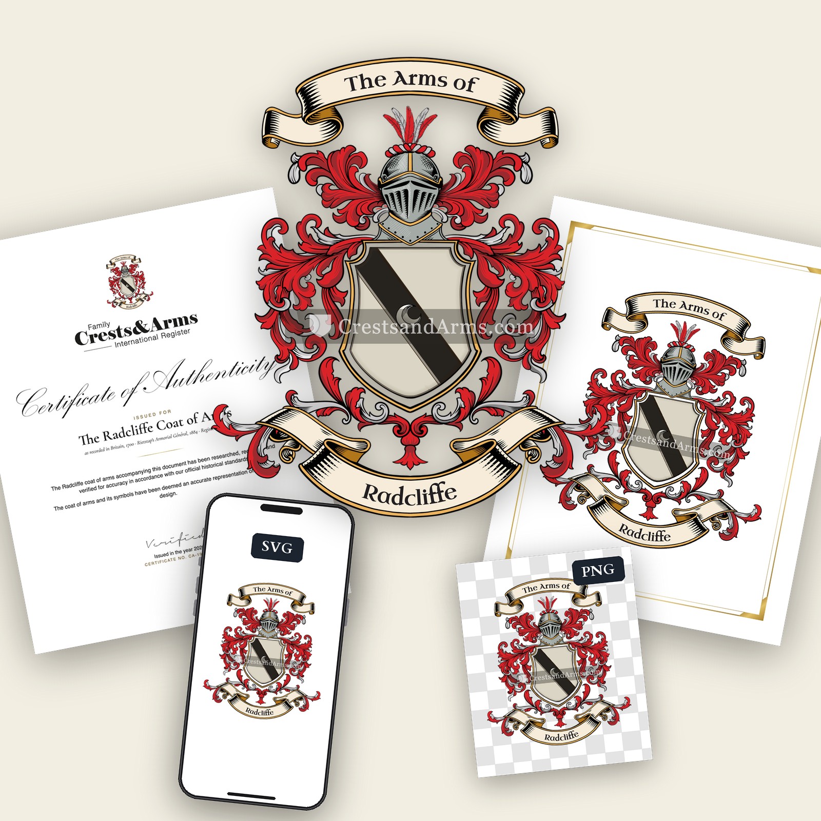 The Radcliffe arms on the coat of arms — digital pack