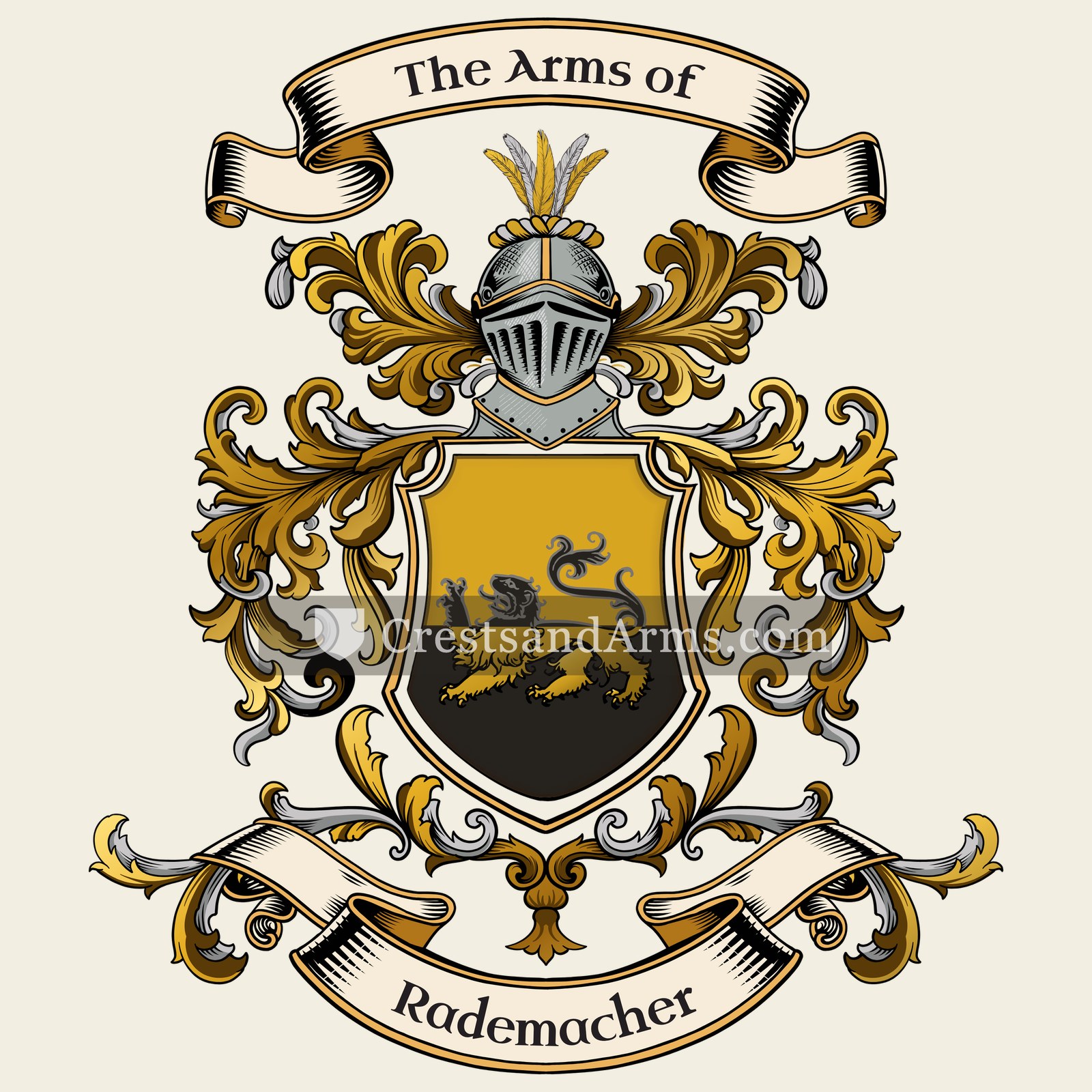The Rademacher coat of arms, drawn from the recorded blazon