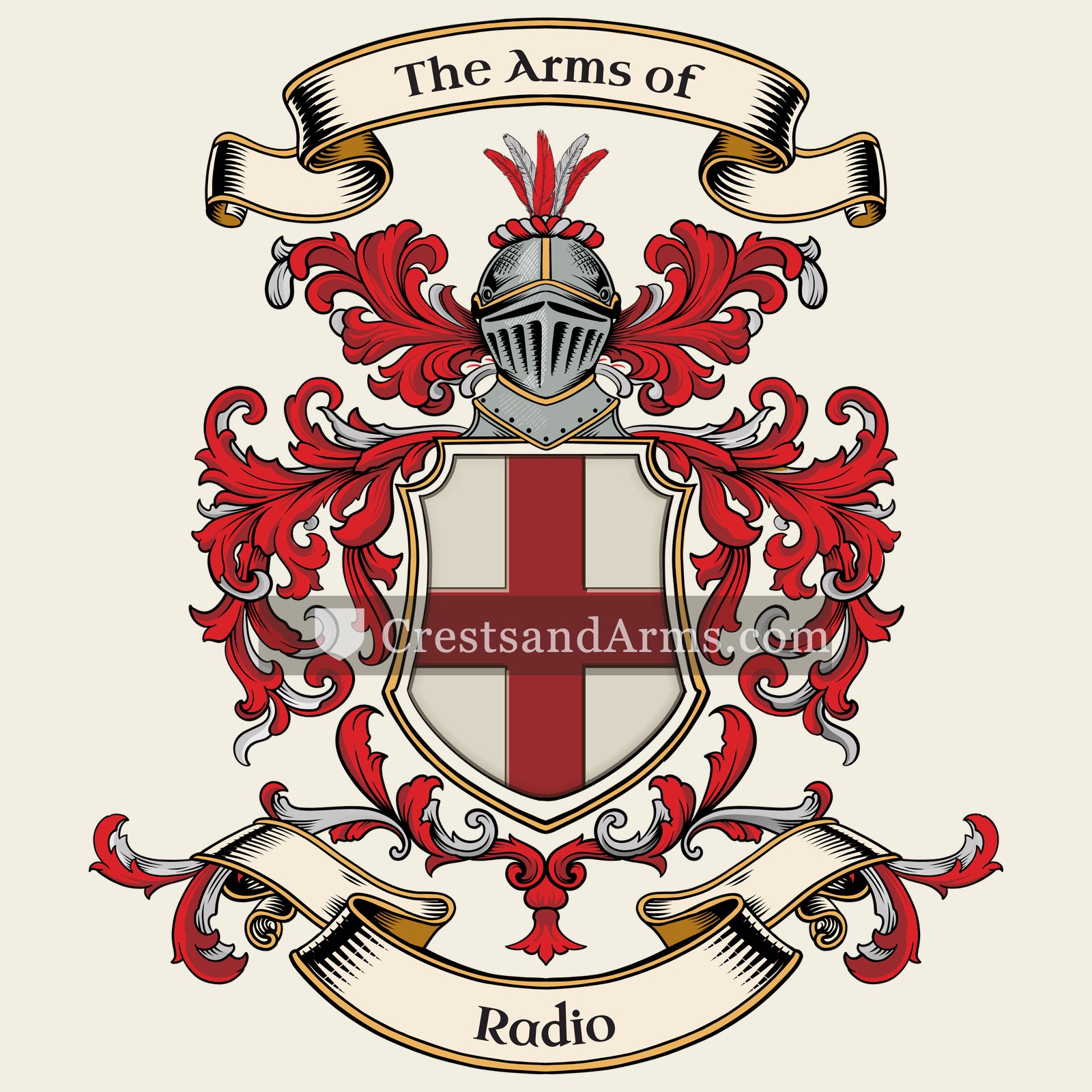 The Radio coat of arms, drawn from the recorded blazon