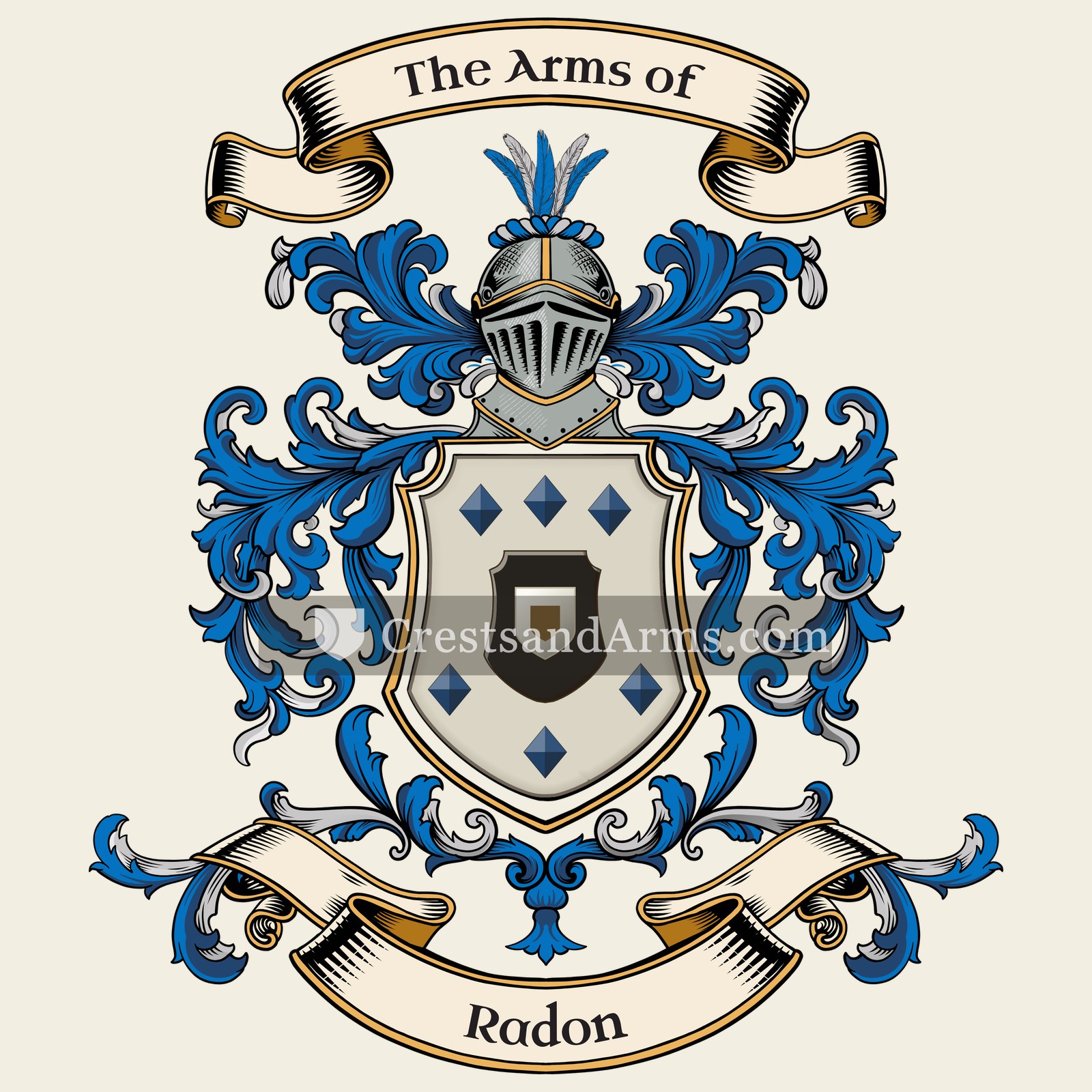 The Radon coat of arms, drawn from the recorded blazon