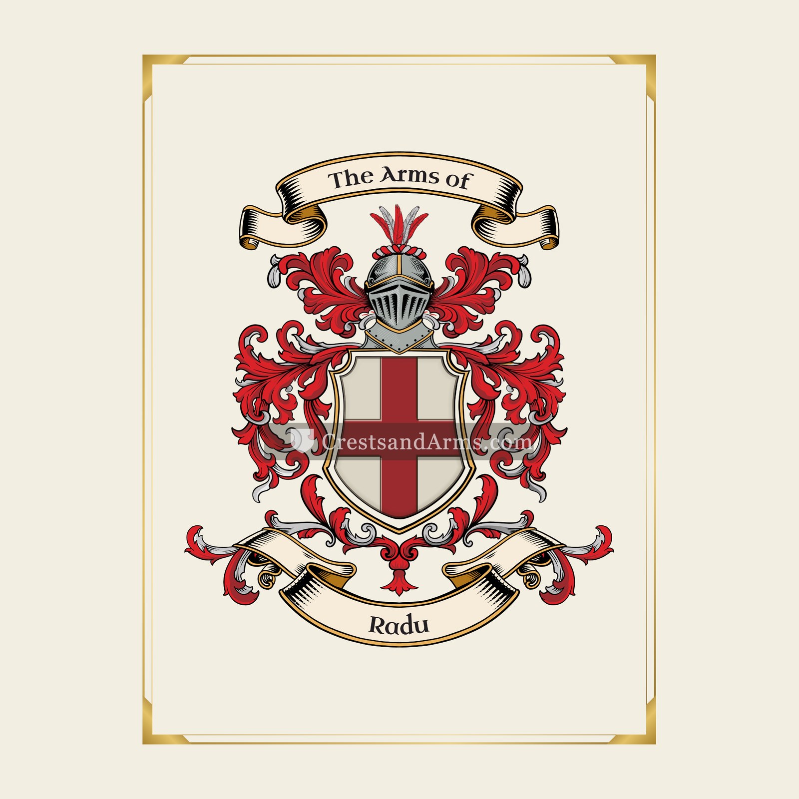 With gold border