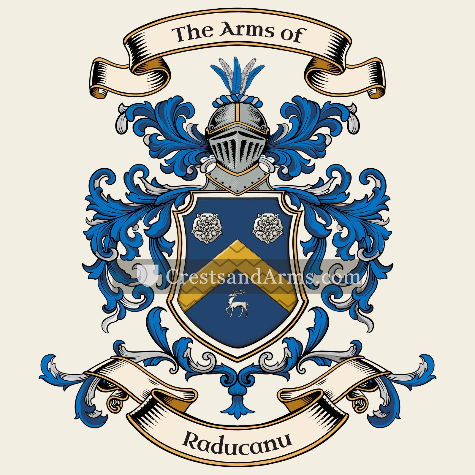 The Raducanu coat of arms, drawn from the recorded blazon