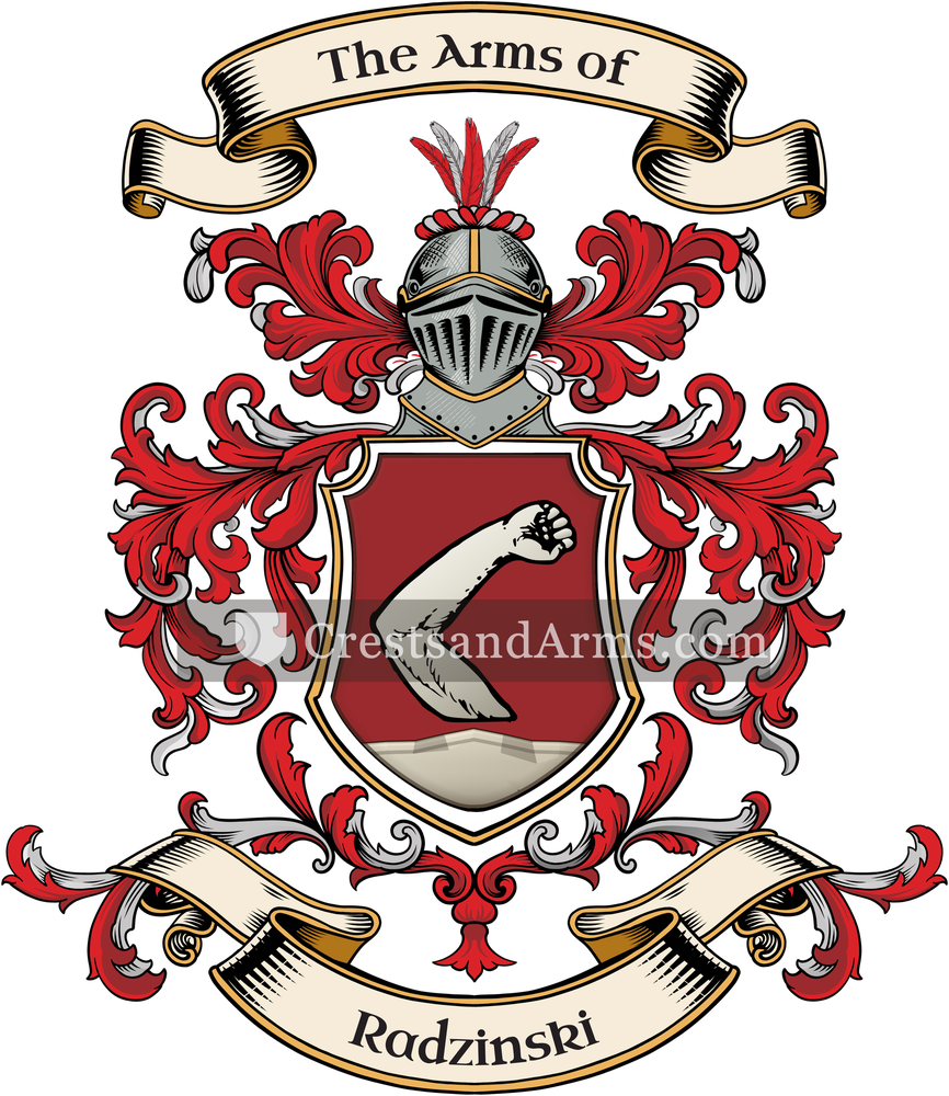 The Radzinski coat of arms, drawn from the recorded blazon