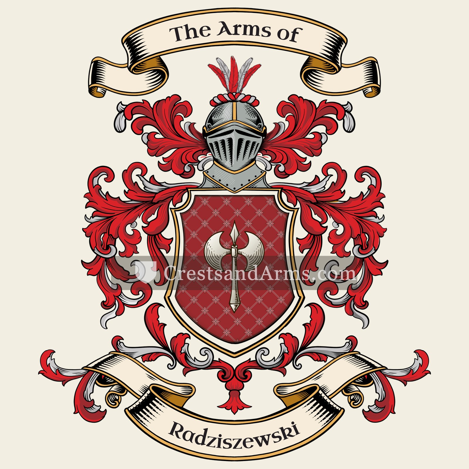The Radziszewski coat of arms, drawn from the recorded blazon
