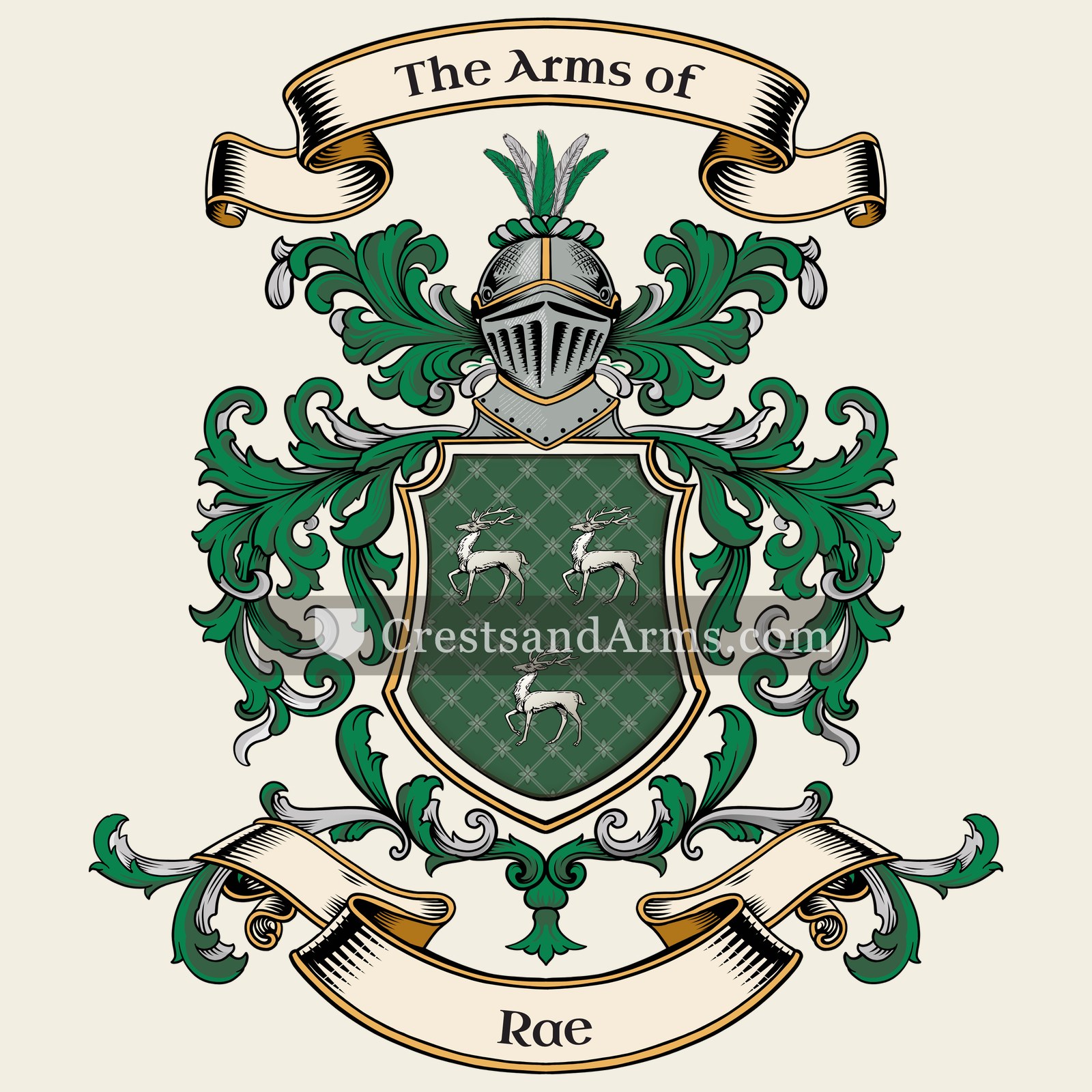 The Rae coat of arms, drawn from the recorded blazon