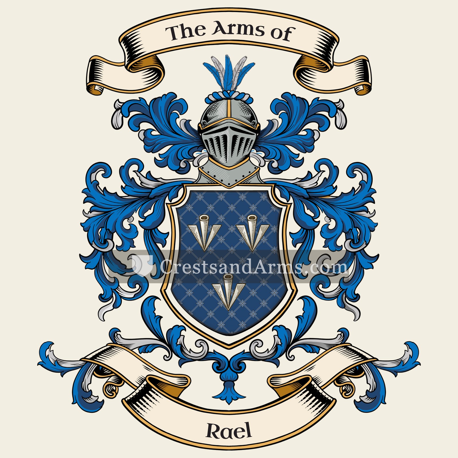 The Rael coat of arms, drawn from the recorded blazon