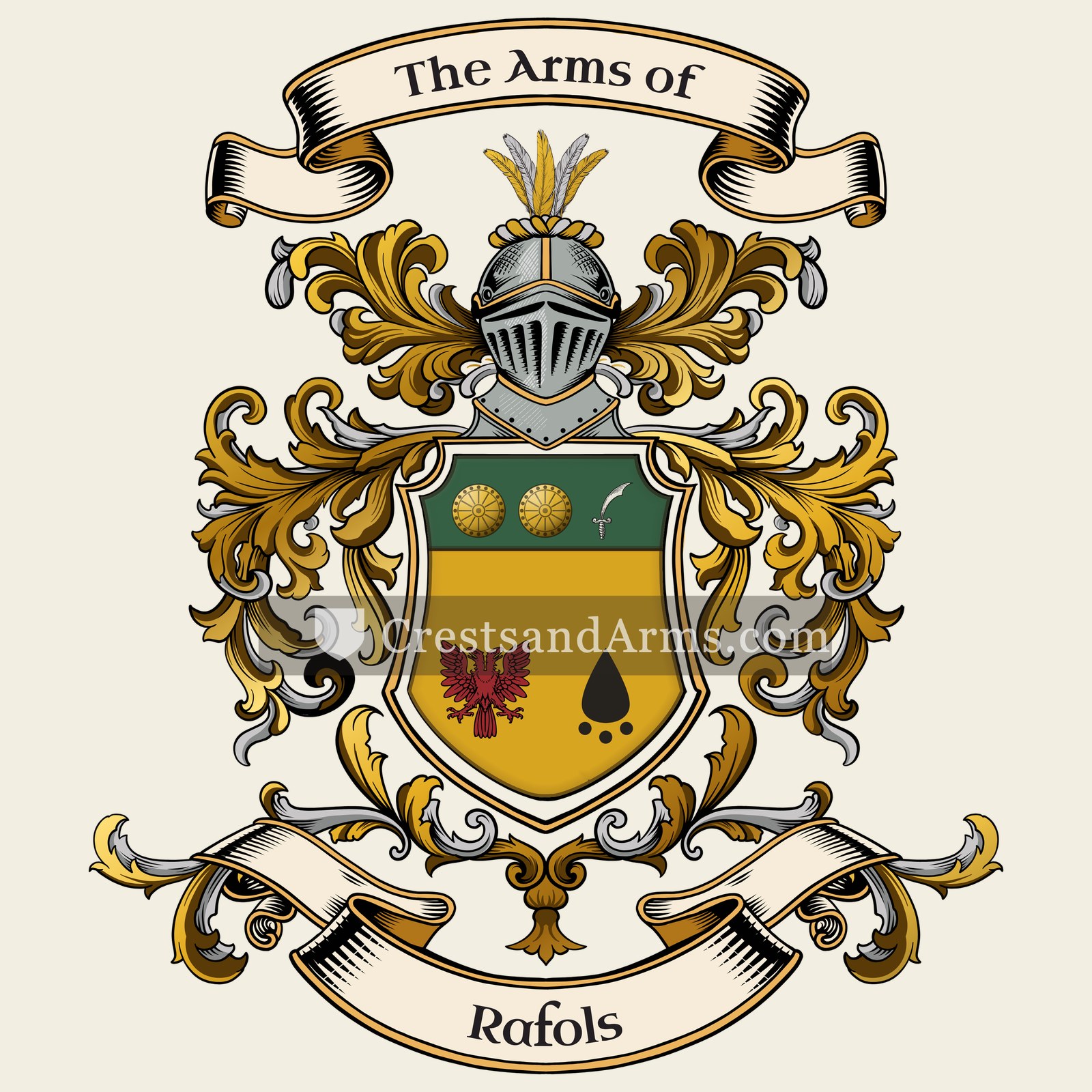 The Rafols coat of arms, drawn from the recorded blazon
