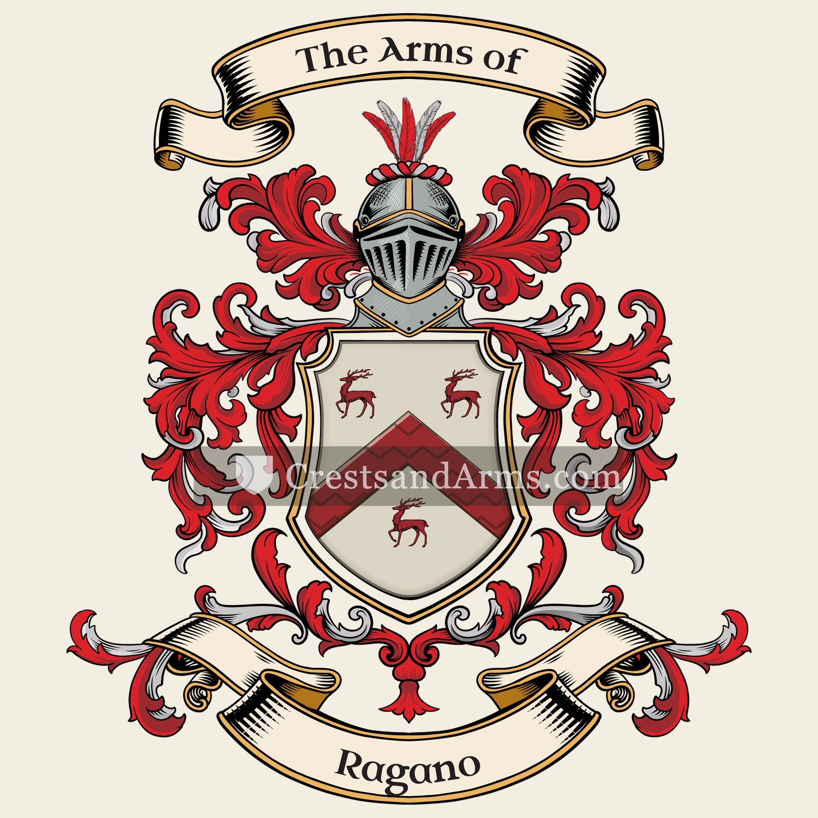 The Ragano coat of arms, drawn from the recorded blazon
