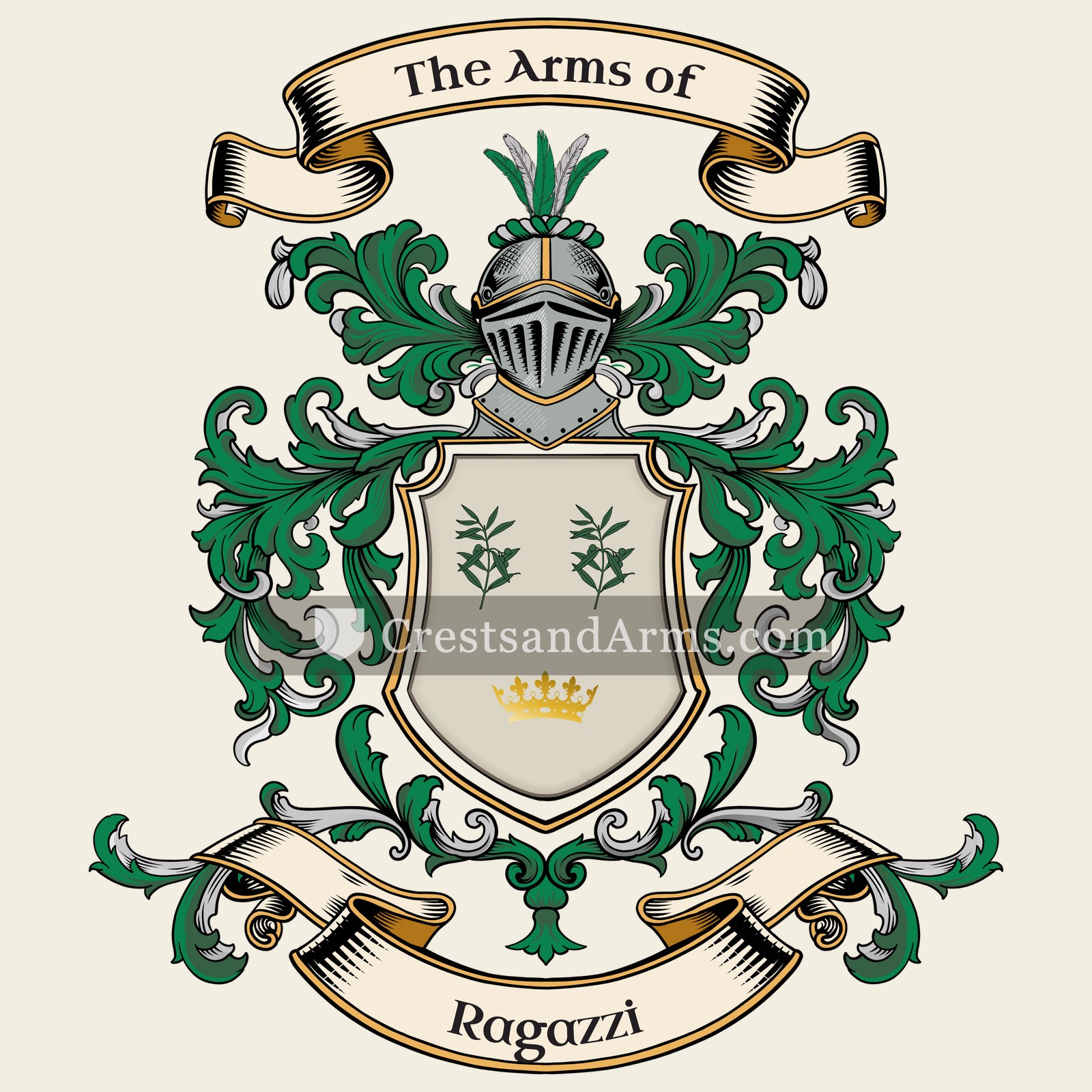 The Ragazzi coat of arms, drawn from the recorded blazon