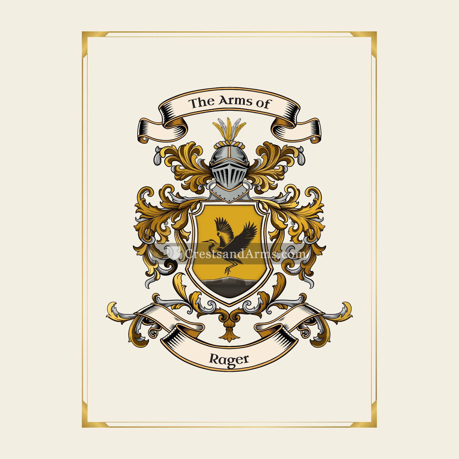 With gold border