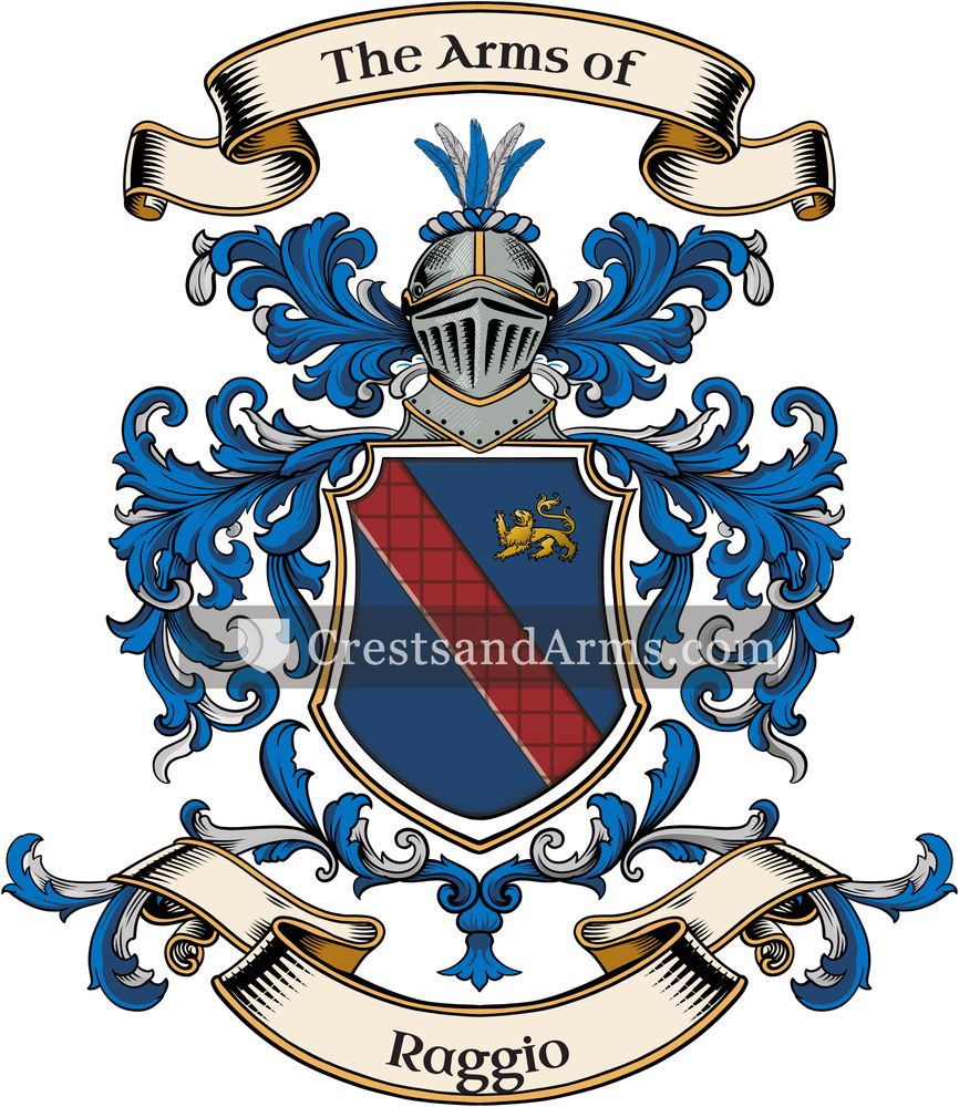 The Raggio coat of arms, drawn from the recorded blazon