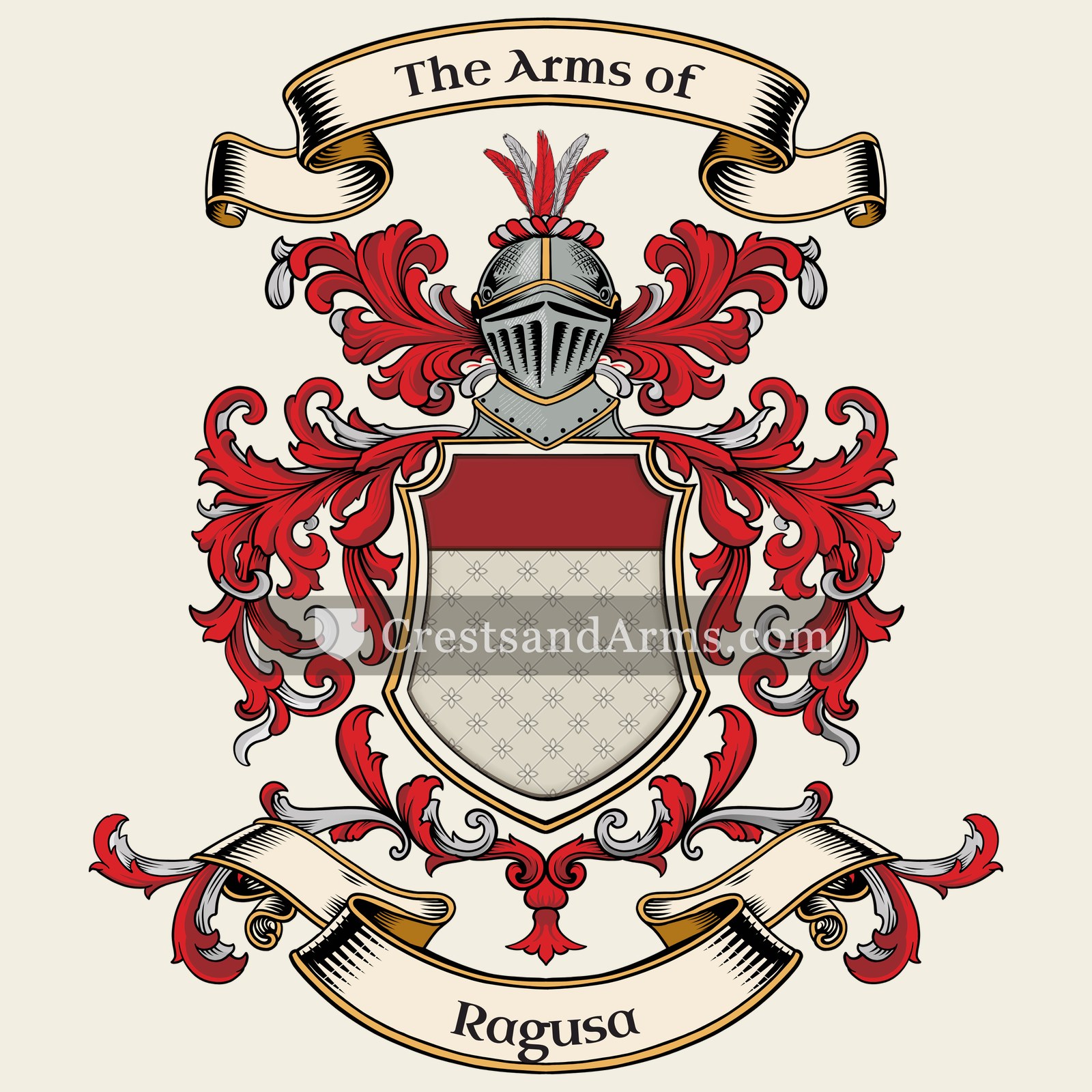 The Ragusa coat of arms, drawn from the recorded blazon