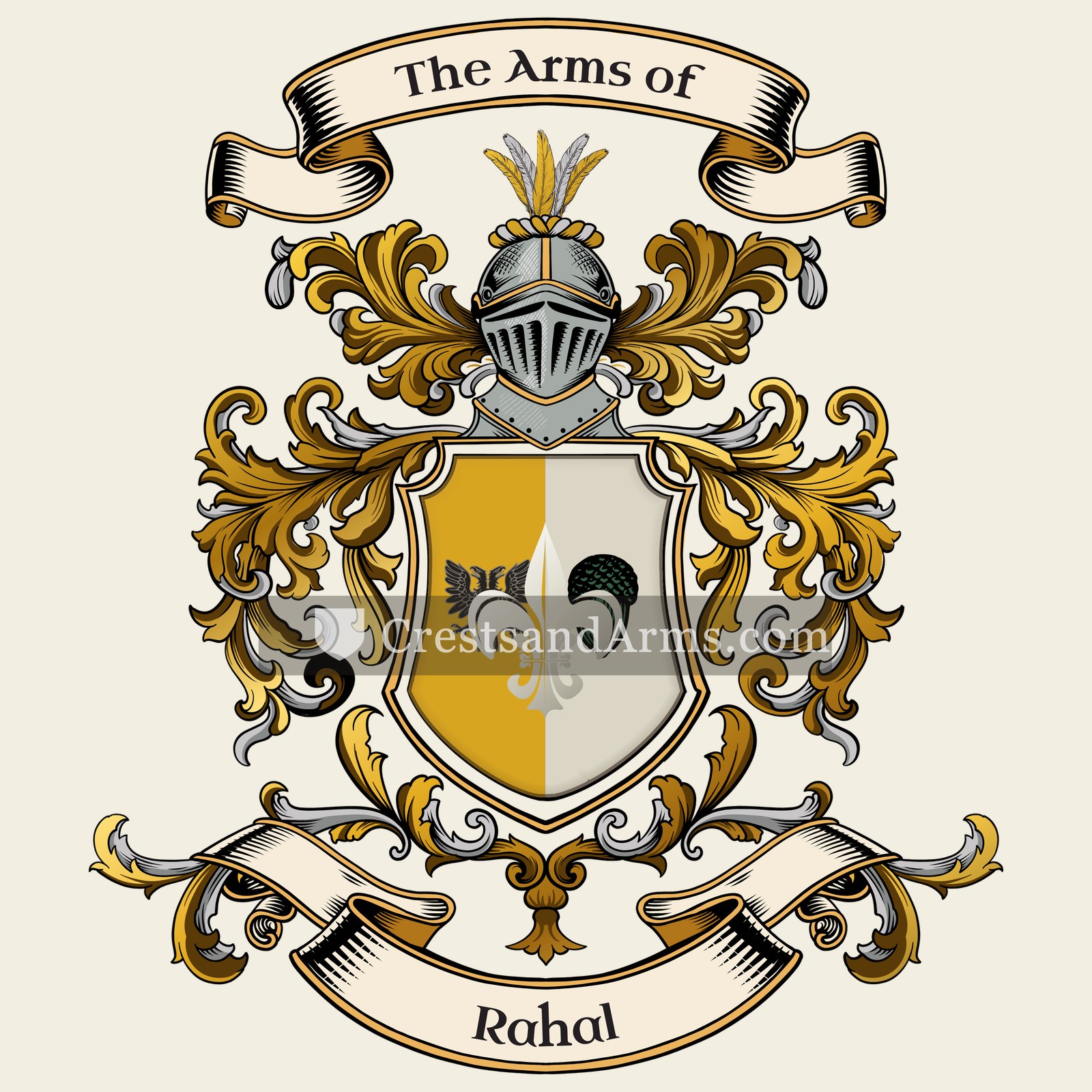 The Rahal coat of arms, drawn from the recorded blazon