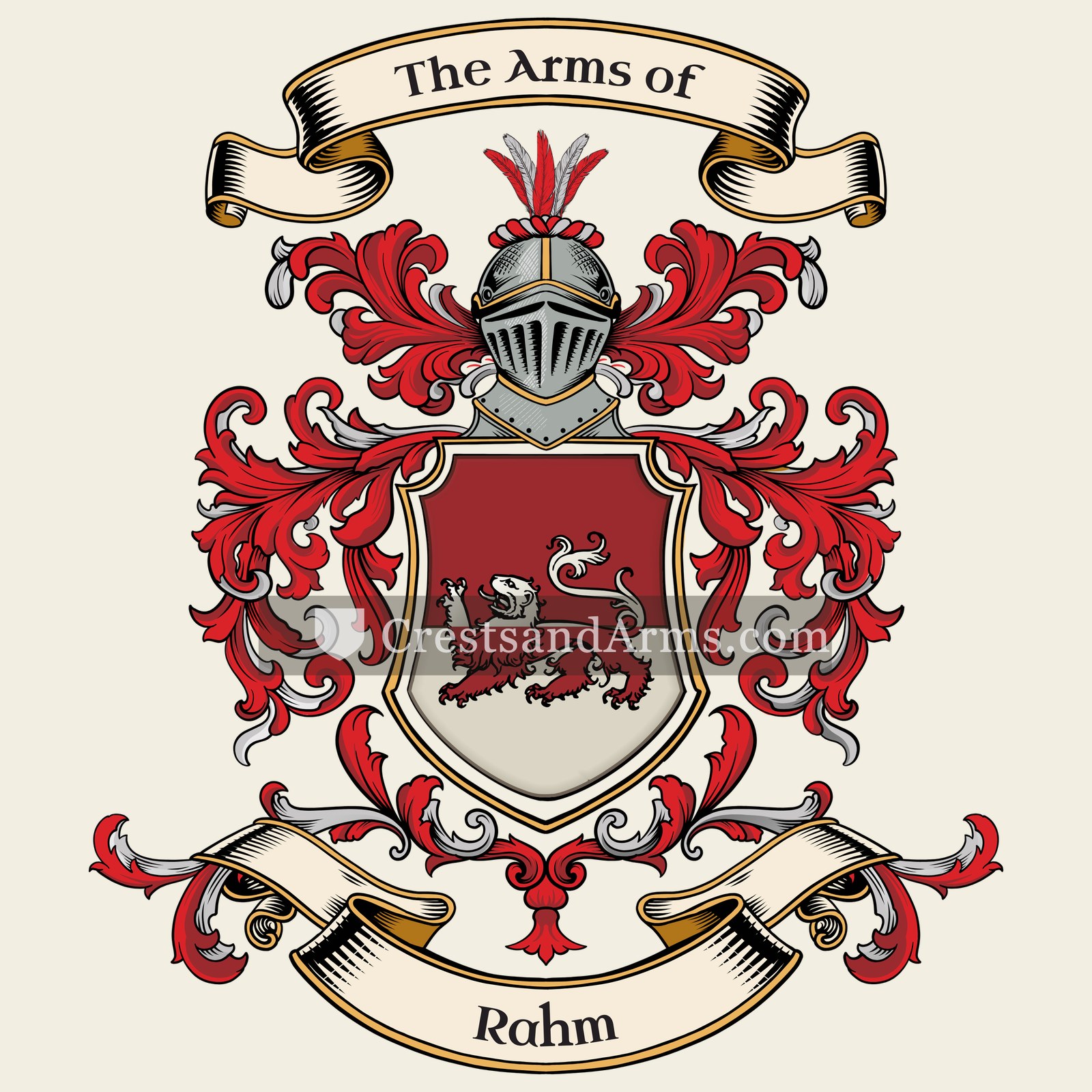The Rahm coat of arms, drawn from the recorded blazon
