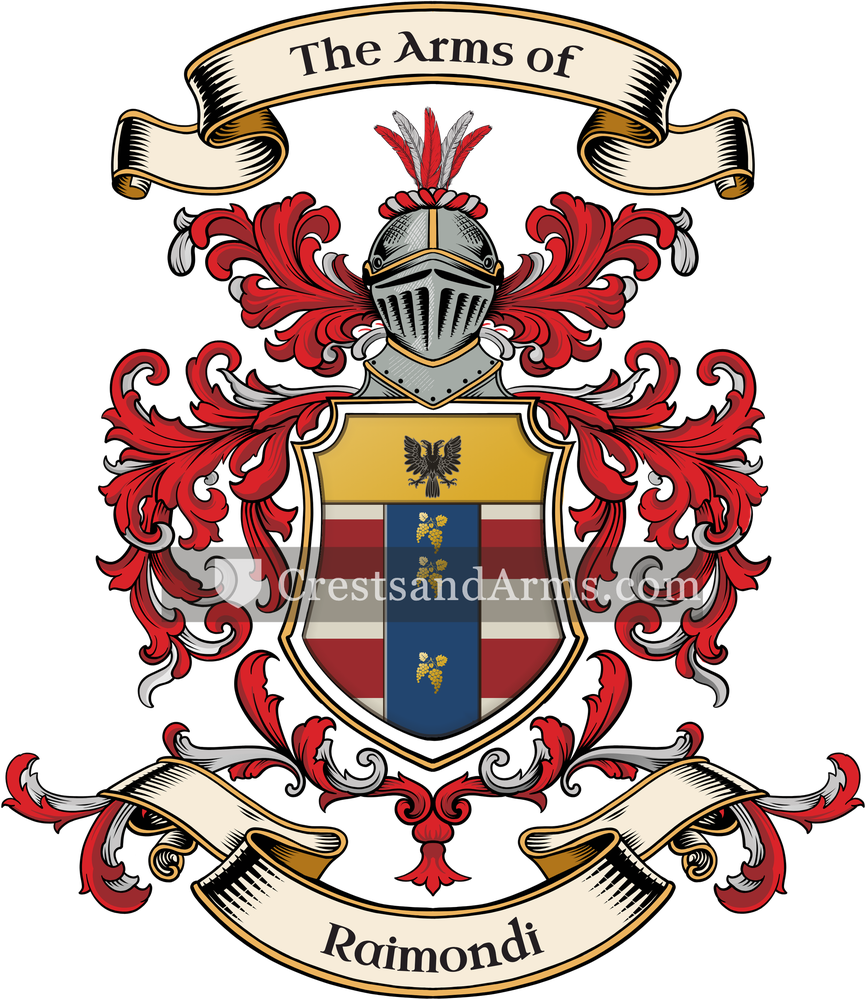 The Raimondi coat of arms, drawn from the recorded blazon