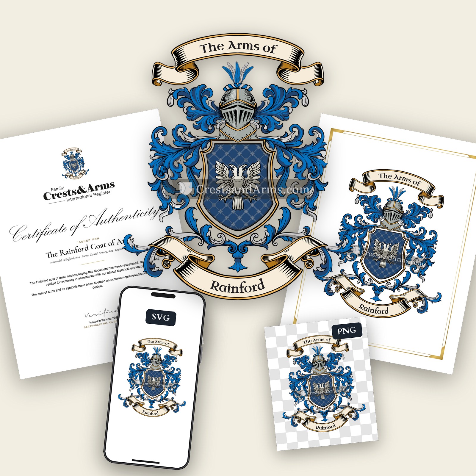 The Rainford arms on the coat of arms — digital pack