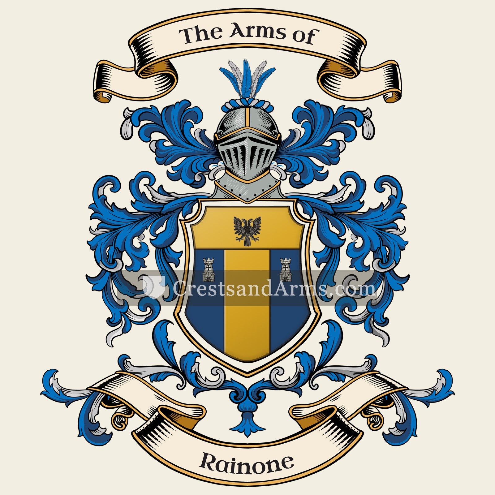 The Rainone coat of arms, drawn from the recorded blazon