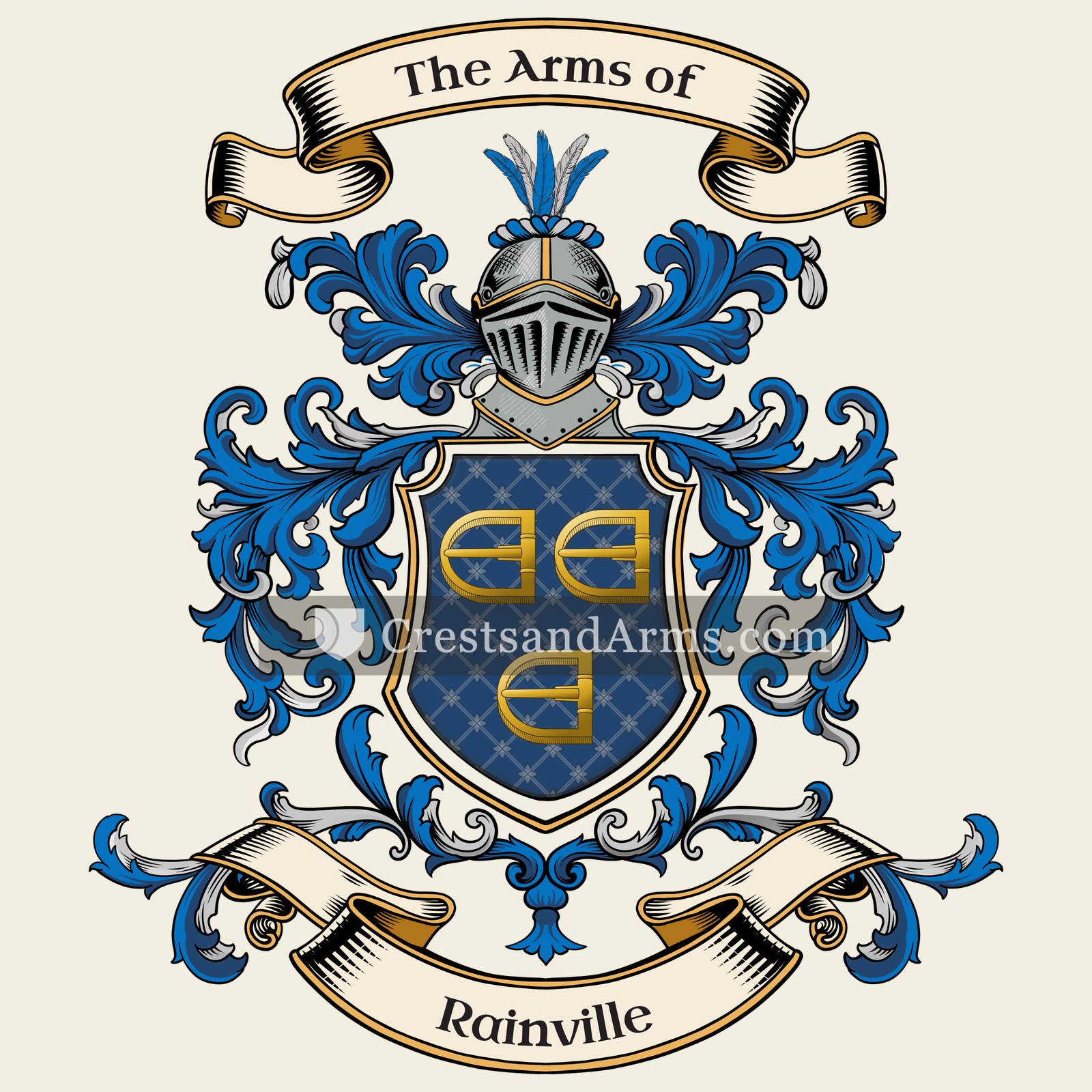 The Rainville coat of arms, drawn from the recorded blazon