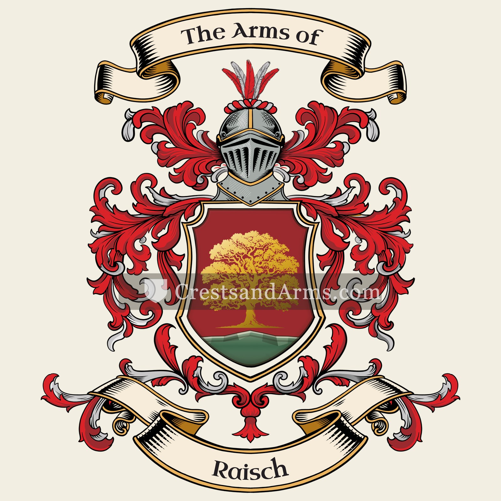 The Raisch coat of arms, drawn from the recorded blazon