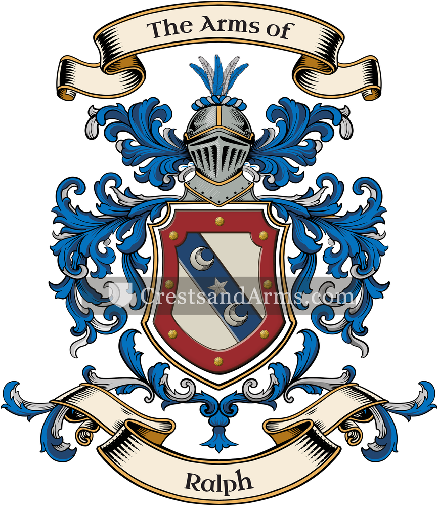 The Ralph coat of arms, drawn from the recorded blazon