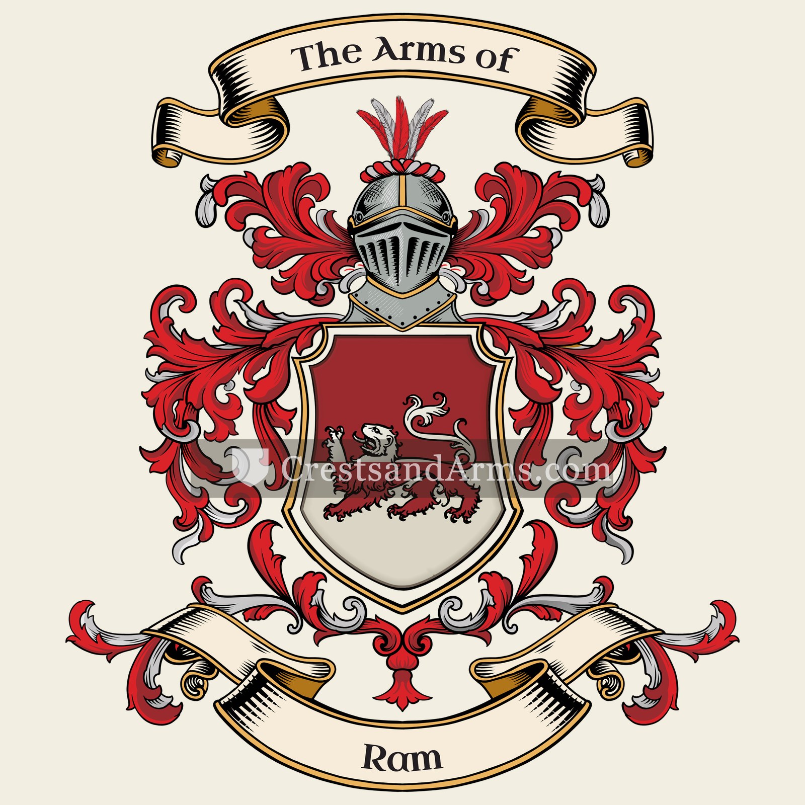 The Ram coat of arms, drawn from the recorded blazon