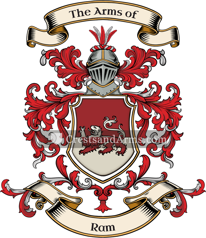 The Ram coat of arms, drawn from the recorded blazon
