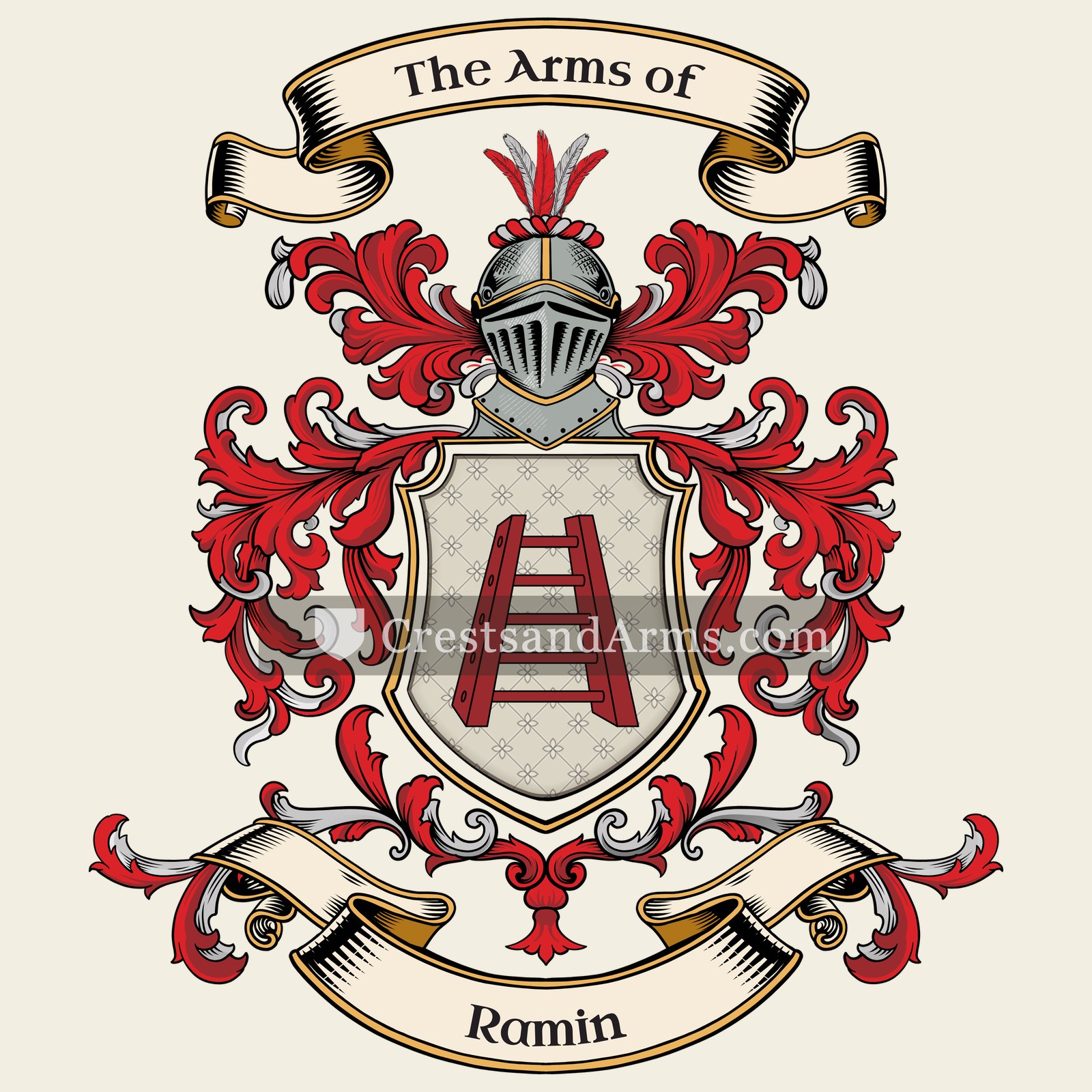 The Ramin coat of arms, drawn from the recorded blazon