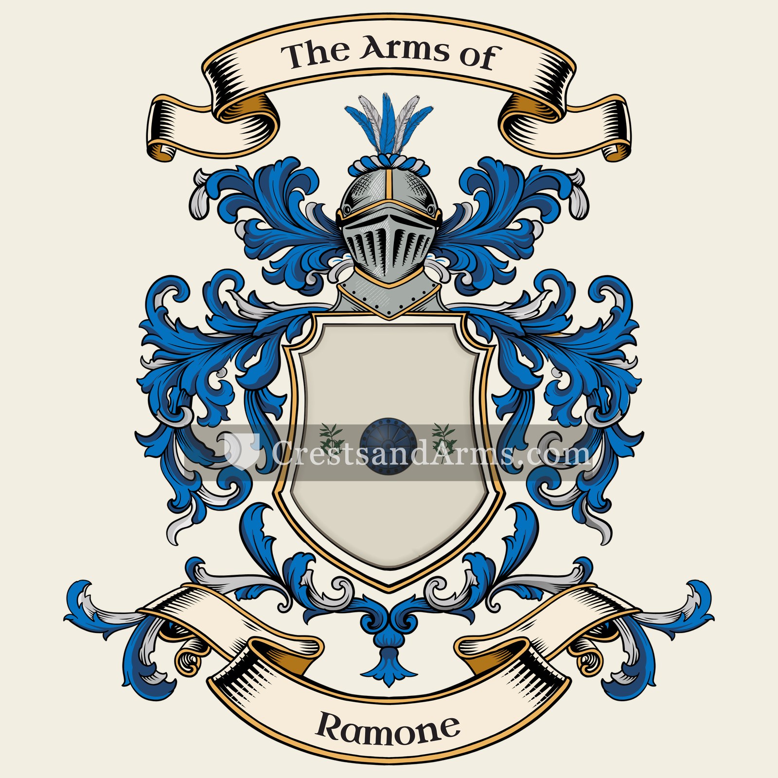 The Ramone coat of arms, drawn from the recorded blazon