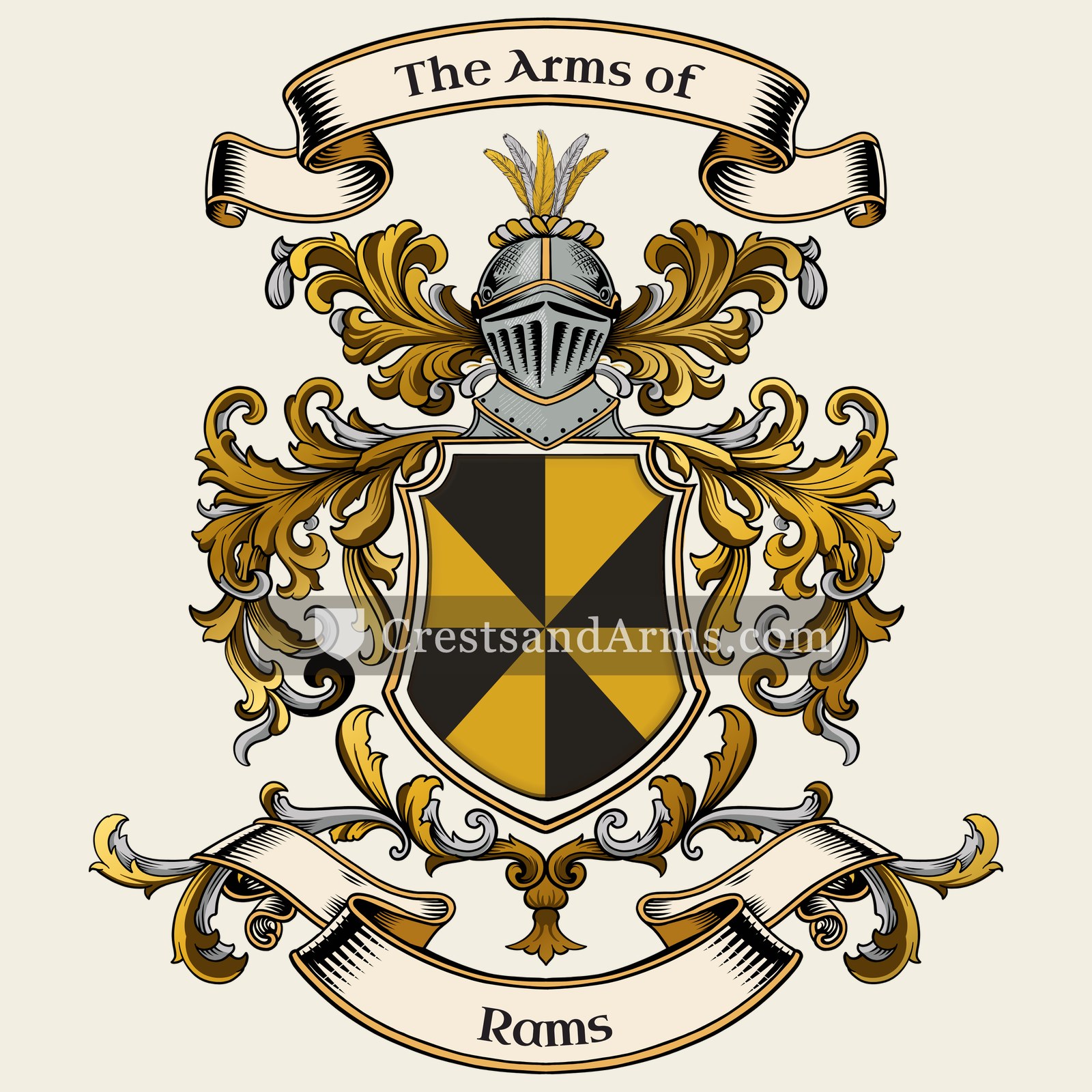 The Rams coat of arms, drawn from the recorded blazon