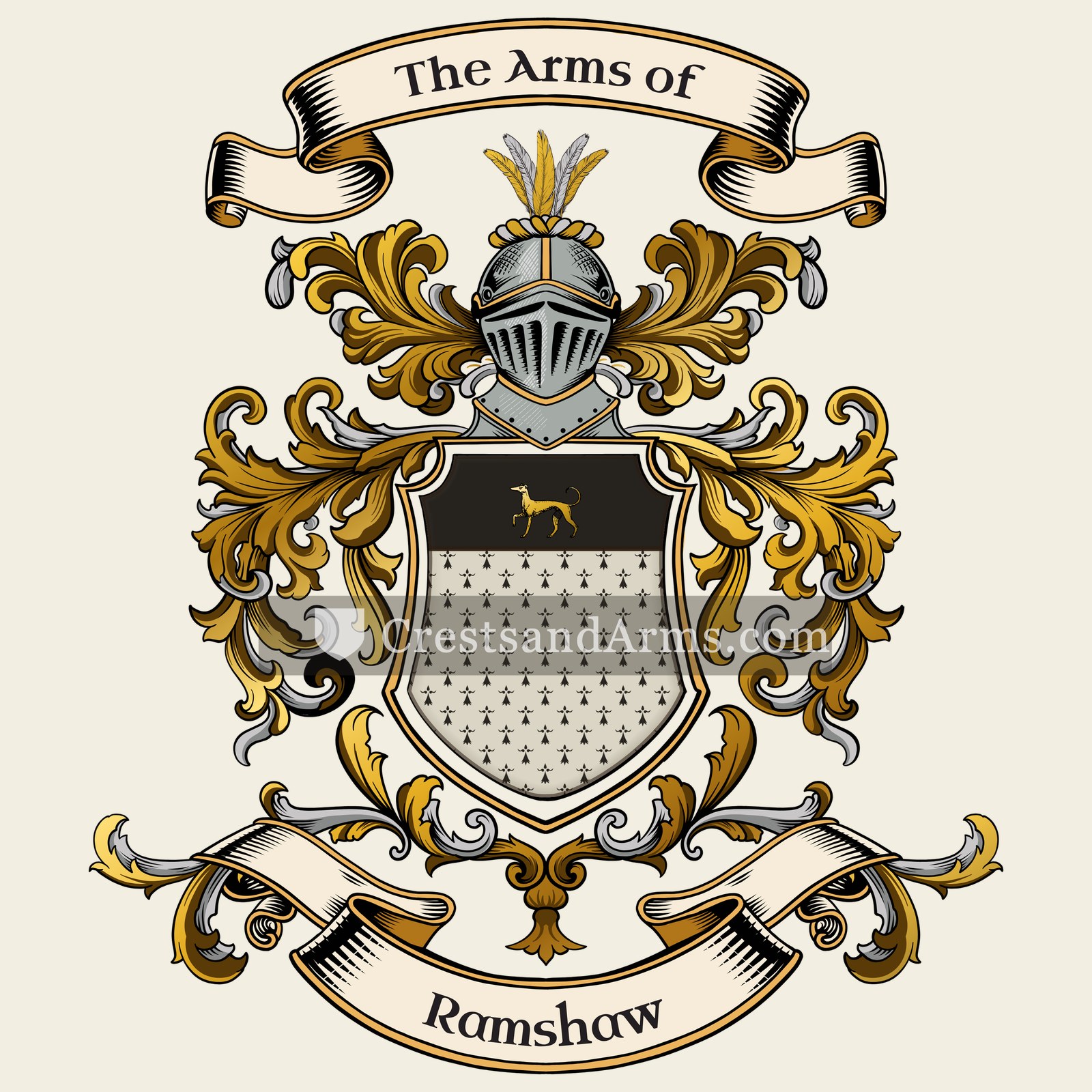 The Ramshaw coat of arms, drawn from the recorded blazon