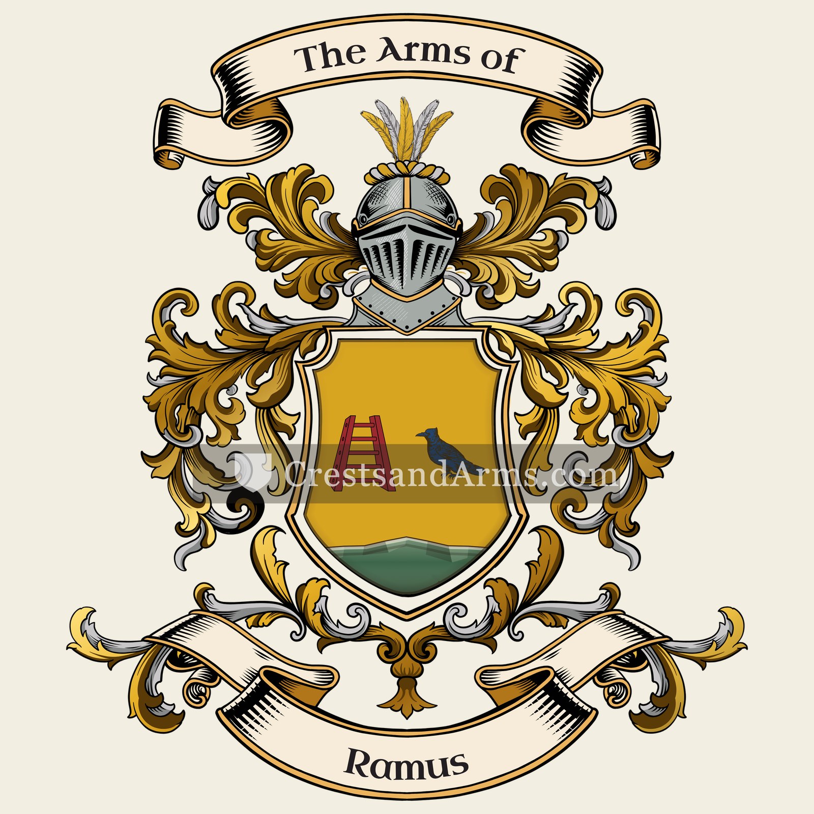 The Ramus coat of arms, drawn from the recorded blazon