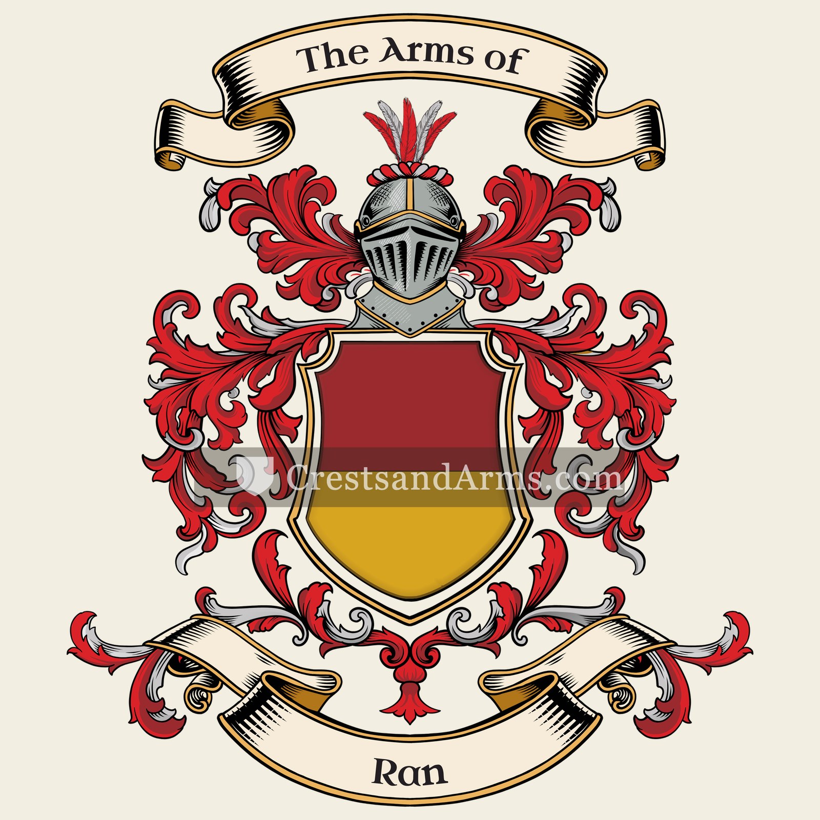 The Ran coat of arms, drawn from the recorded blazon